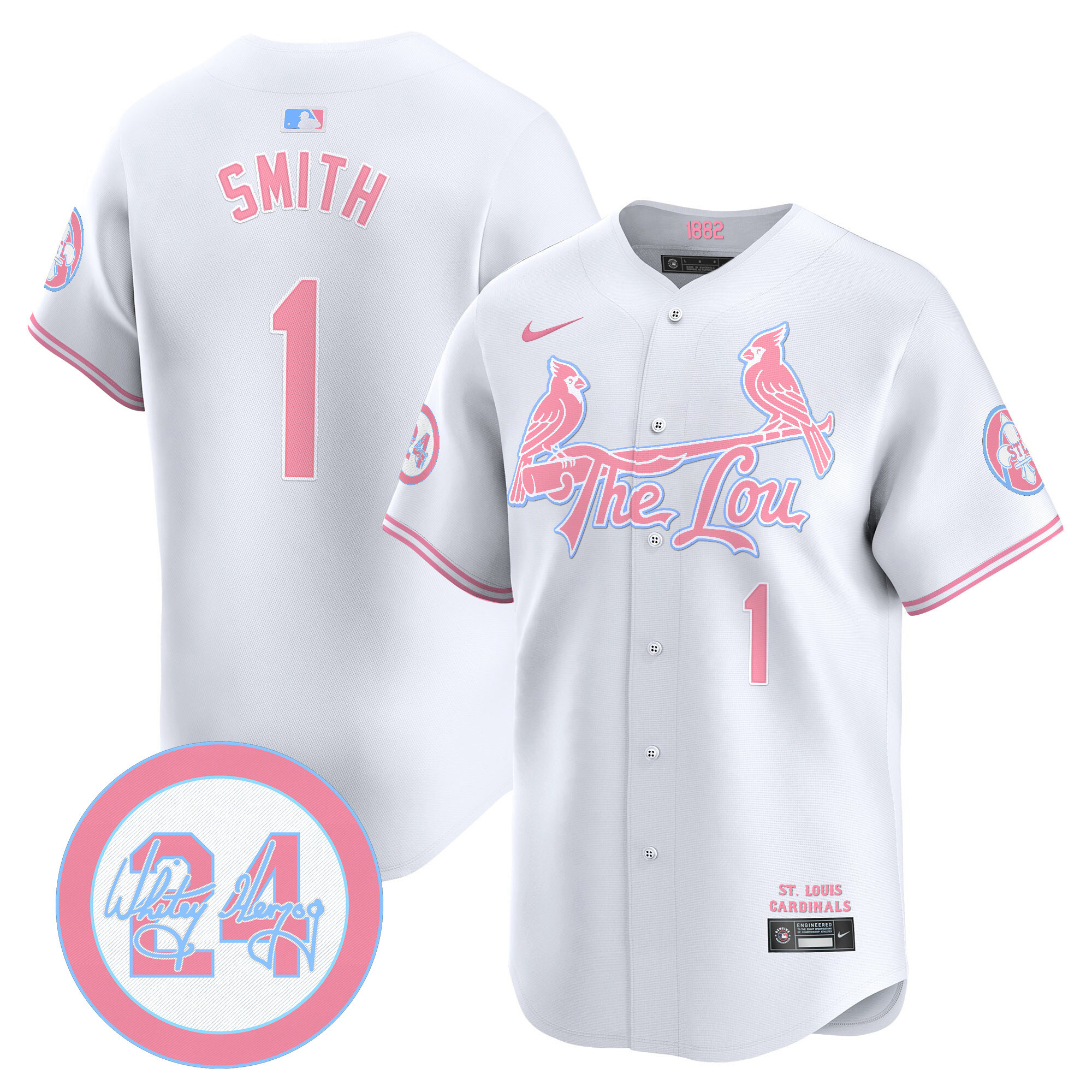 Ozzie SmithUnisex St. Louis Cardinals Bubblegum Pink Vapor Premier Limited White Jersey - All Stitched