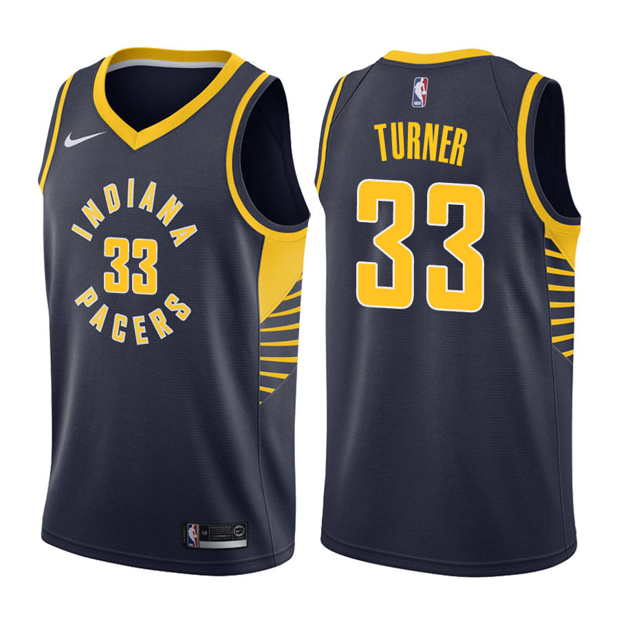Pacers Male Myles Turner #33 2017-18 Icon Navy Jersey