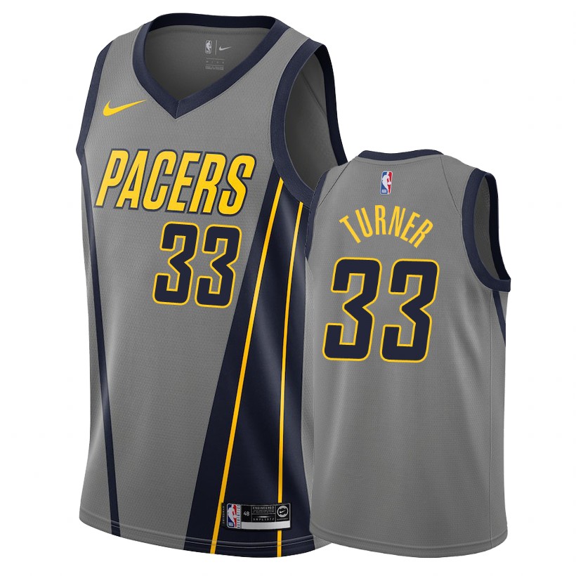 Pacers Male Myles Turner #33 2018-19 City Gray Jersey