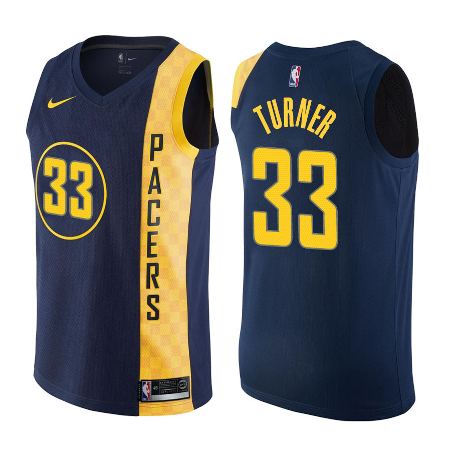 Pacers Male Myles Turner #33 City Edition Navy Jersey