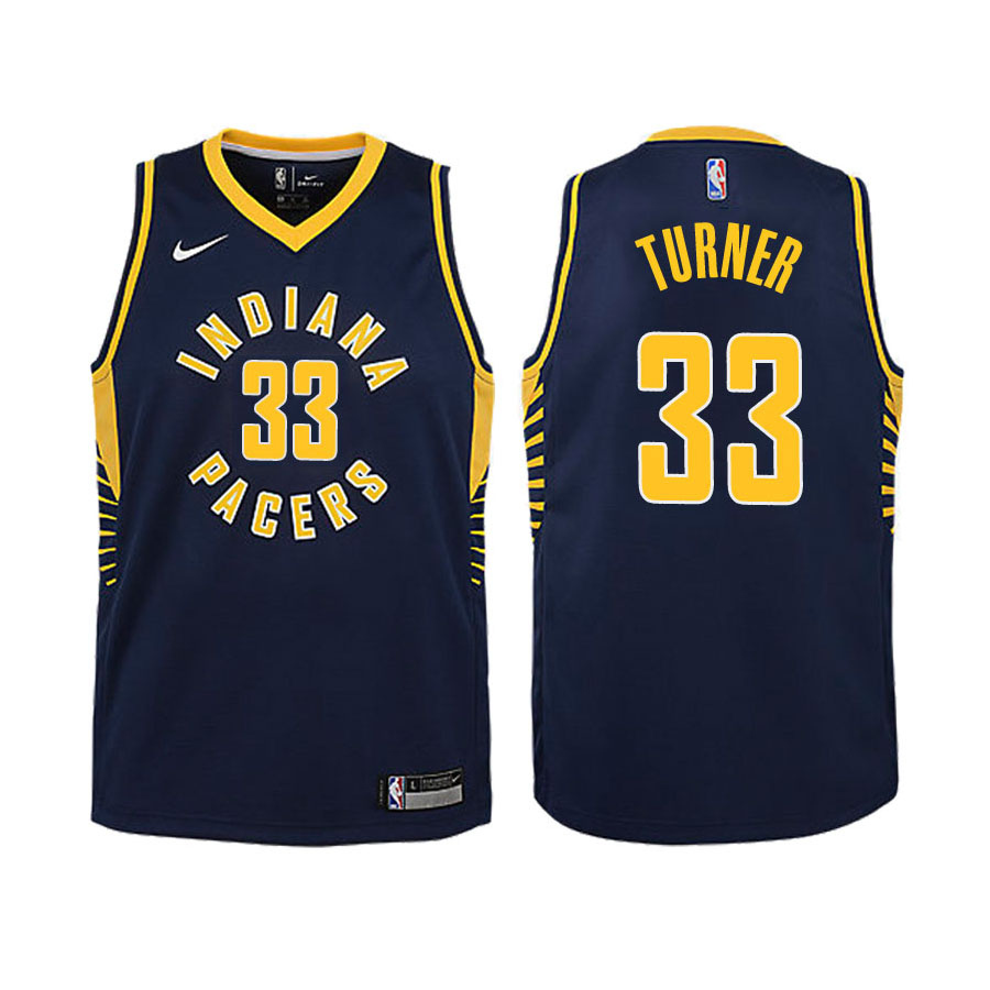 Pacers Youth Myles Turner #33 Icon Navy Jersey