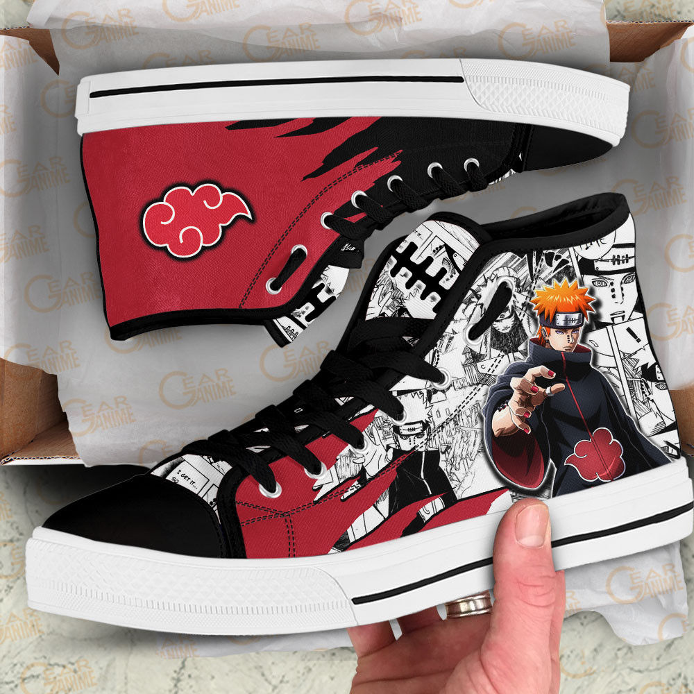 Pain High Top Shoes Akatsuki Custom Anime Sneakers Mix Manga
