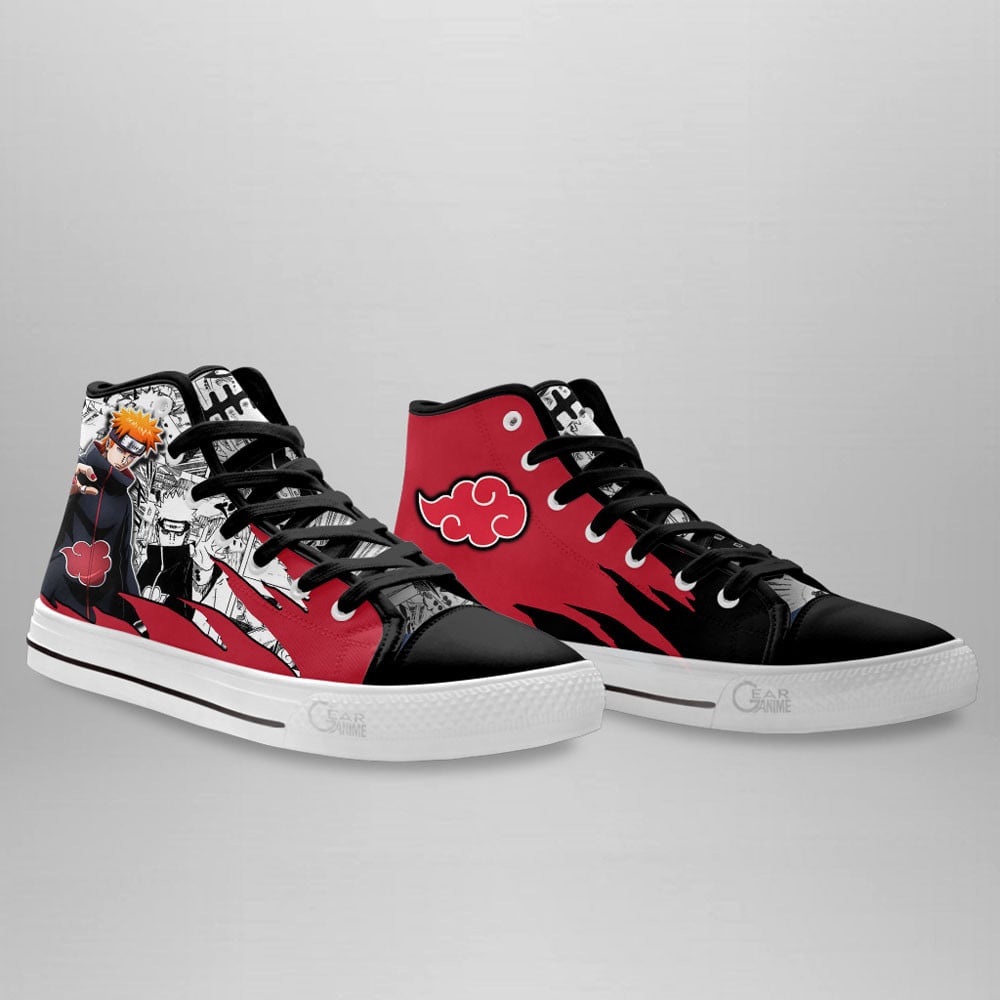 Pain High Top Shoes Akatsuki Custom Anime Sneakers Mix Manga