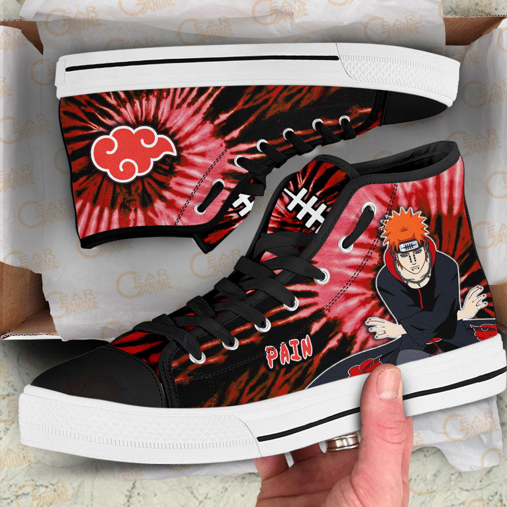 Pain High Top Shoes Custom Akatsuki Sneakers Tie Dye Style
