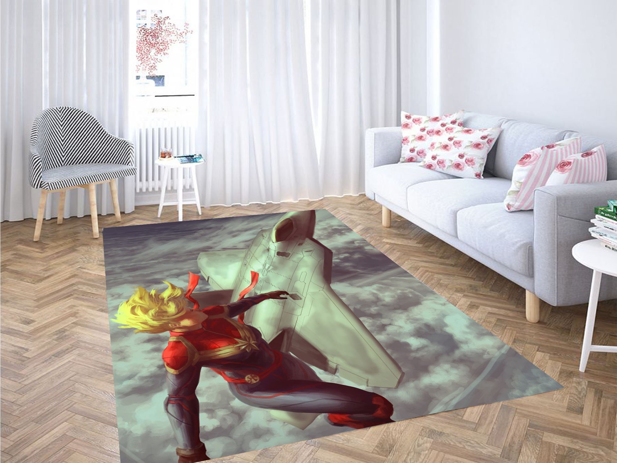 Painting Captain Marvel Carpet Rectangle Rug