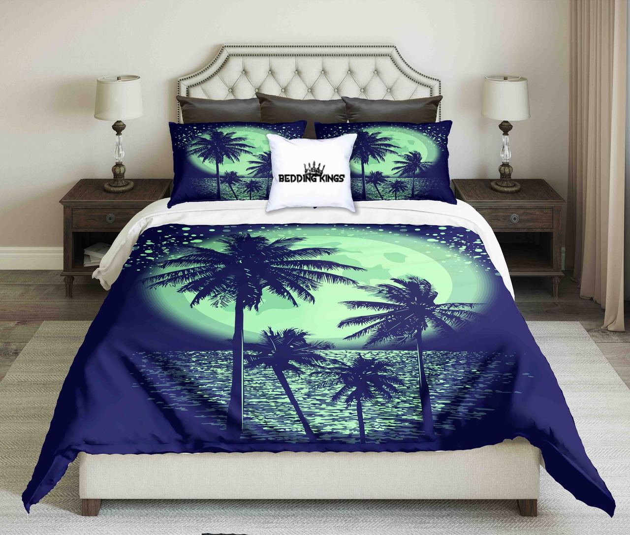 Palms In Moonlight Design Kings 3D Customized Duvet Cover Bedding Set