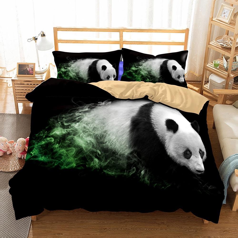 Panda Coming Out Of Themoke 3D Customized Duvet Cover Bedding Set
