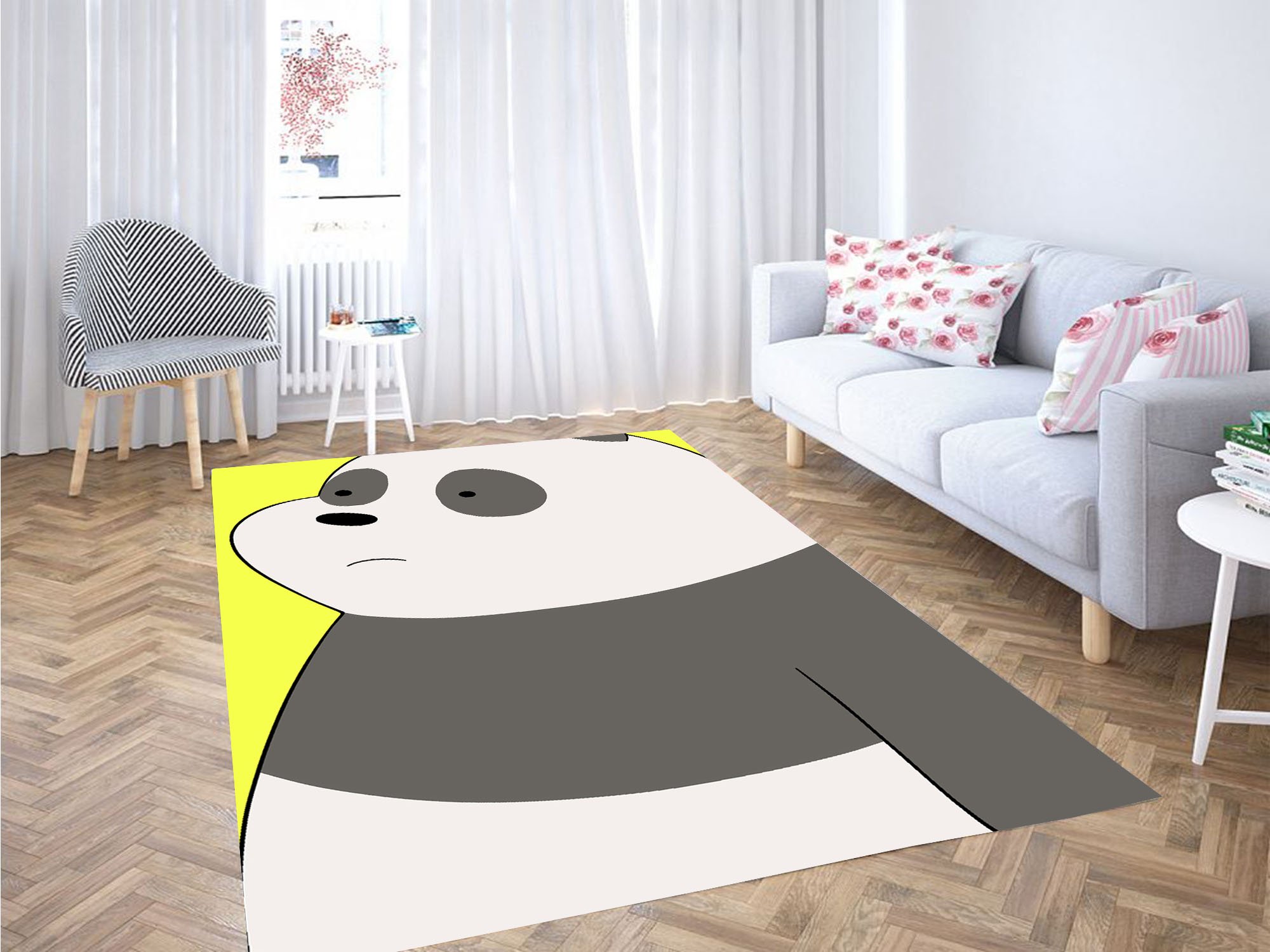 Panda With Cute Expression Carpet Rectangle Rug