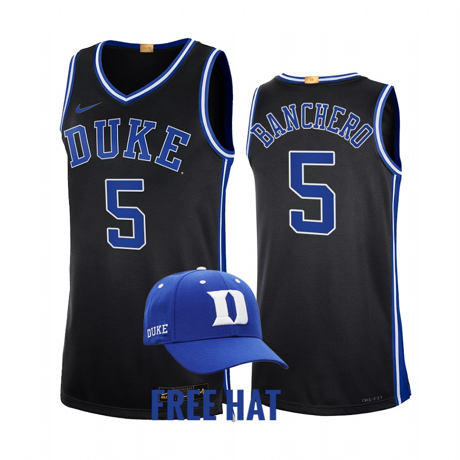 Paolo Banchero Duke Blue Devils Black Jersey 2021-22 Limited Free Hat