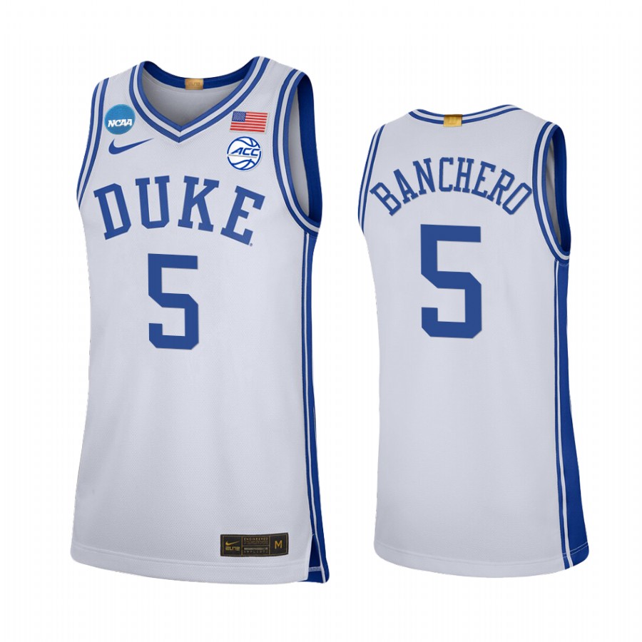 Paolo Banchero Duke Blue Devils White Jersey 2022 NCAA March Madness Sweet 16