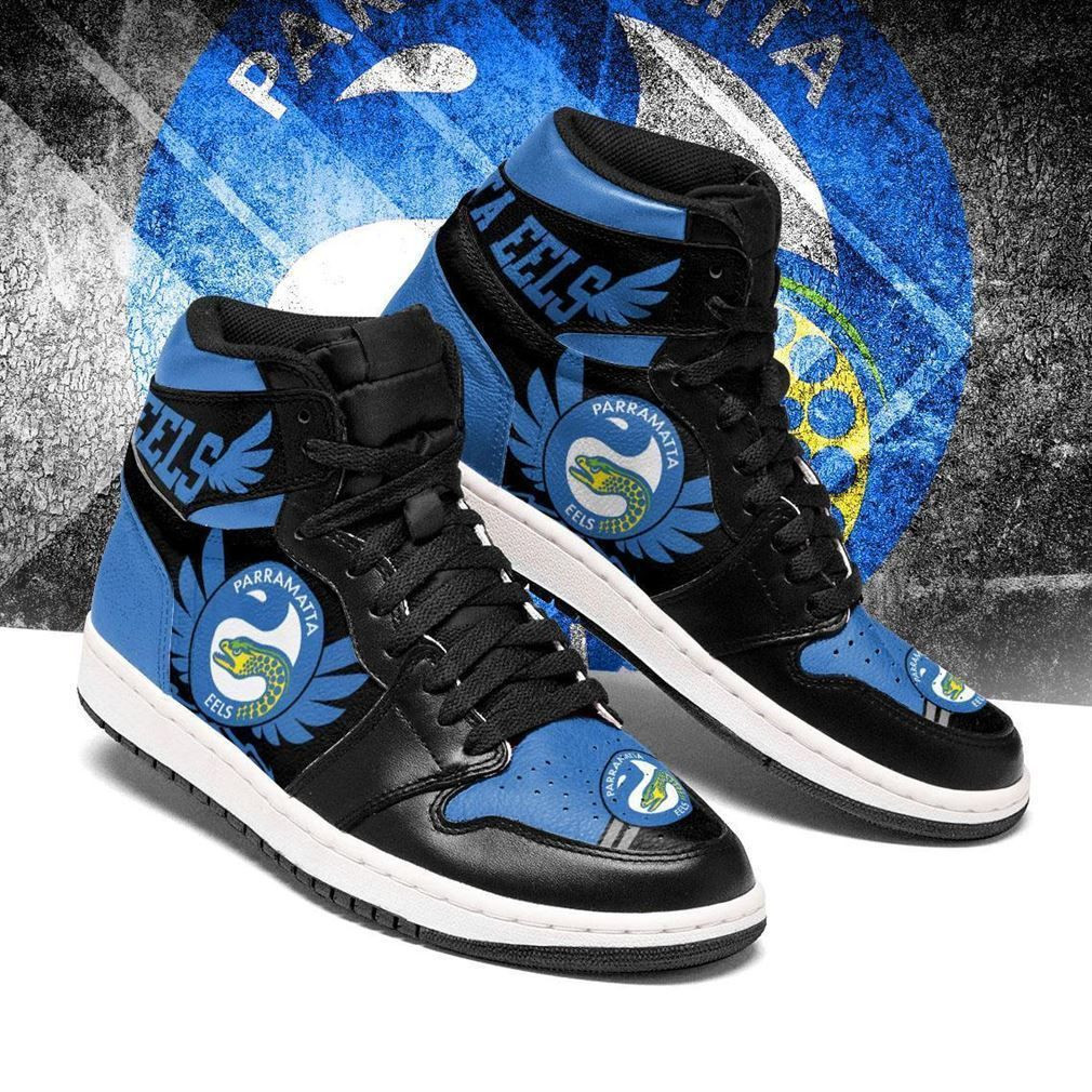 Parramatta Eels NRL Fashion Sneakers Basketball Shoes Leather High Top Air Jordan Sneaker, Air Jordan Hightop