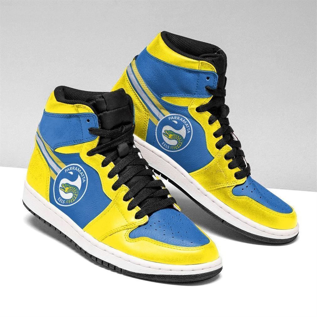 Parramatta Eels NRL Fashion Sneakers Basketball Shoes Leather High Top Air Jordan Sneaker, Air Jordan Hightop