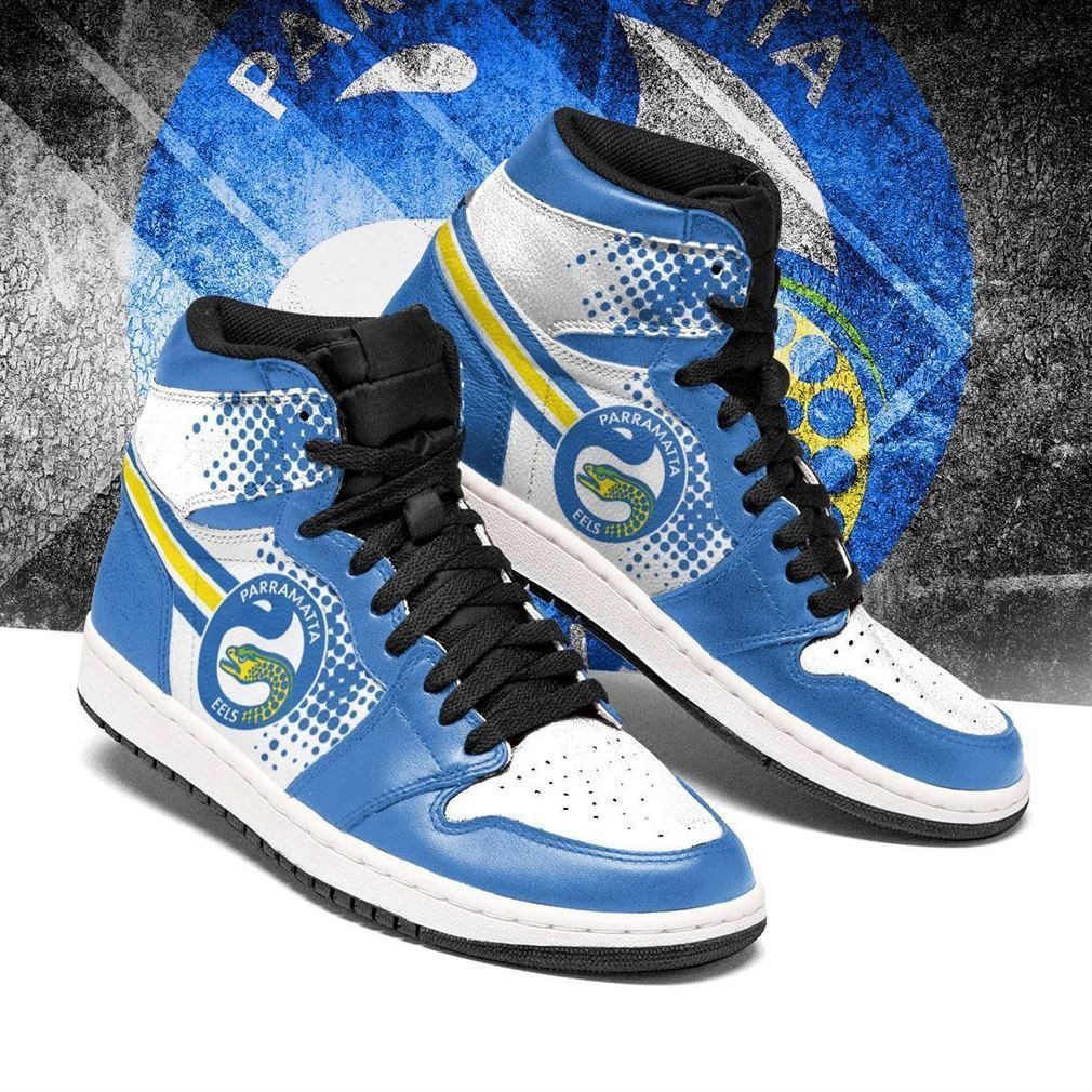 Parramatta Eels NRL Fashion Sneakers Basketball Shoes Leather High Top Air Jordan Sneaker, Air Jordan Hightop