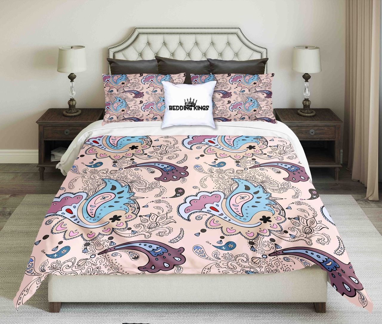 Pastel Colour Curved Pattern Kings 3D Customized Duvet Cover Bedding Set
