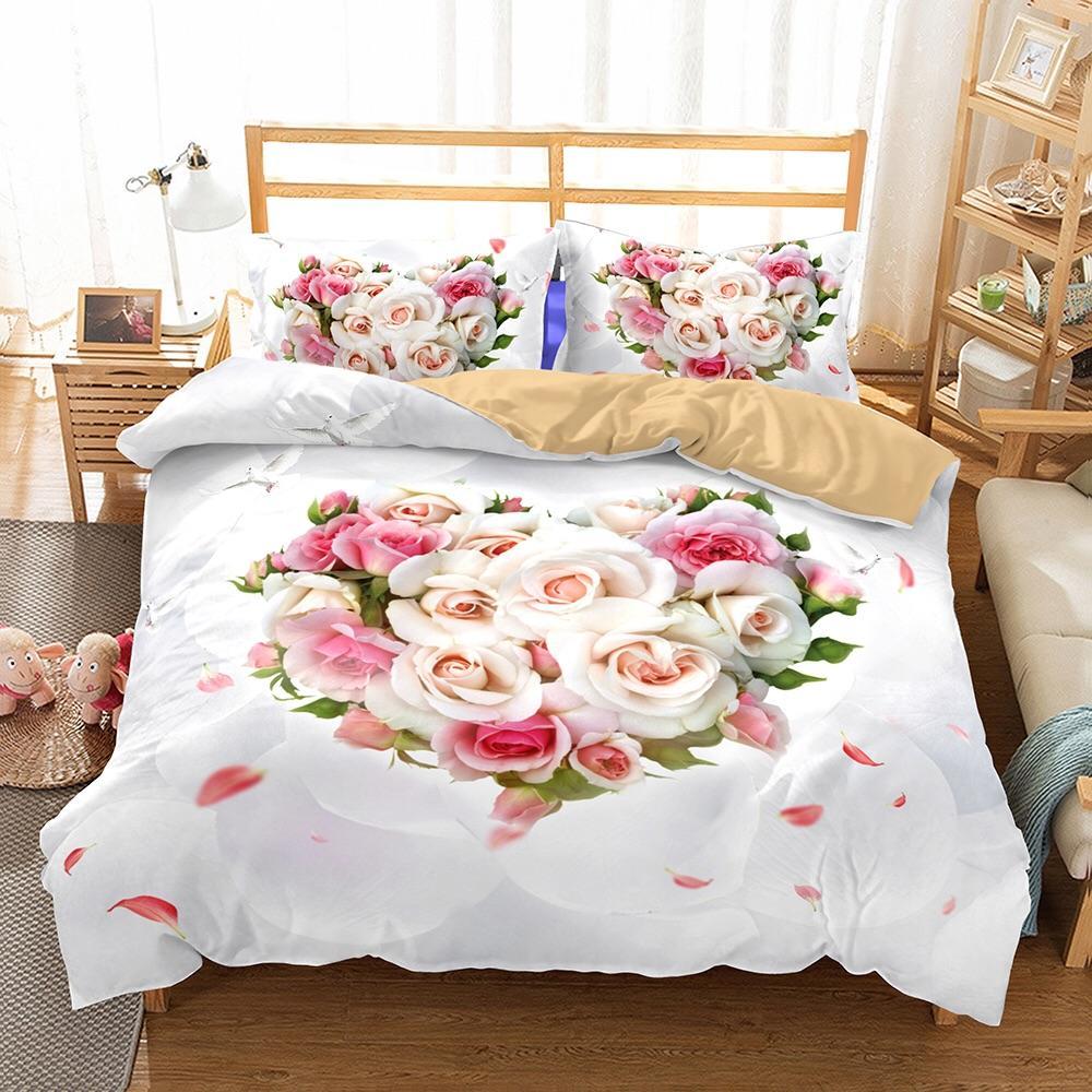 Pastel Rose Bouquet 3D Customized Duvet Cover Bedding Set
