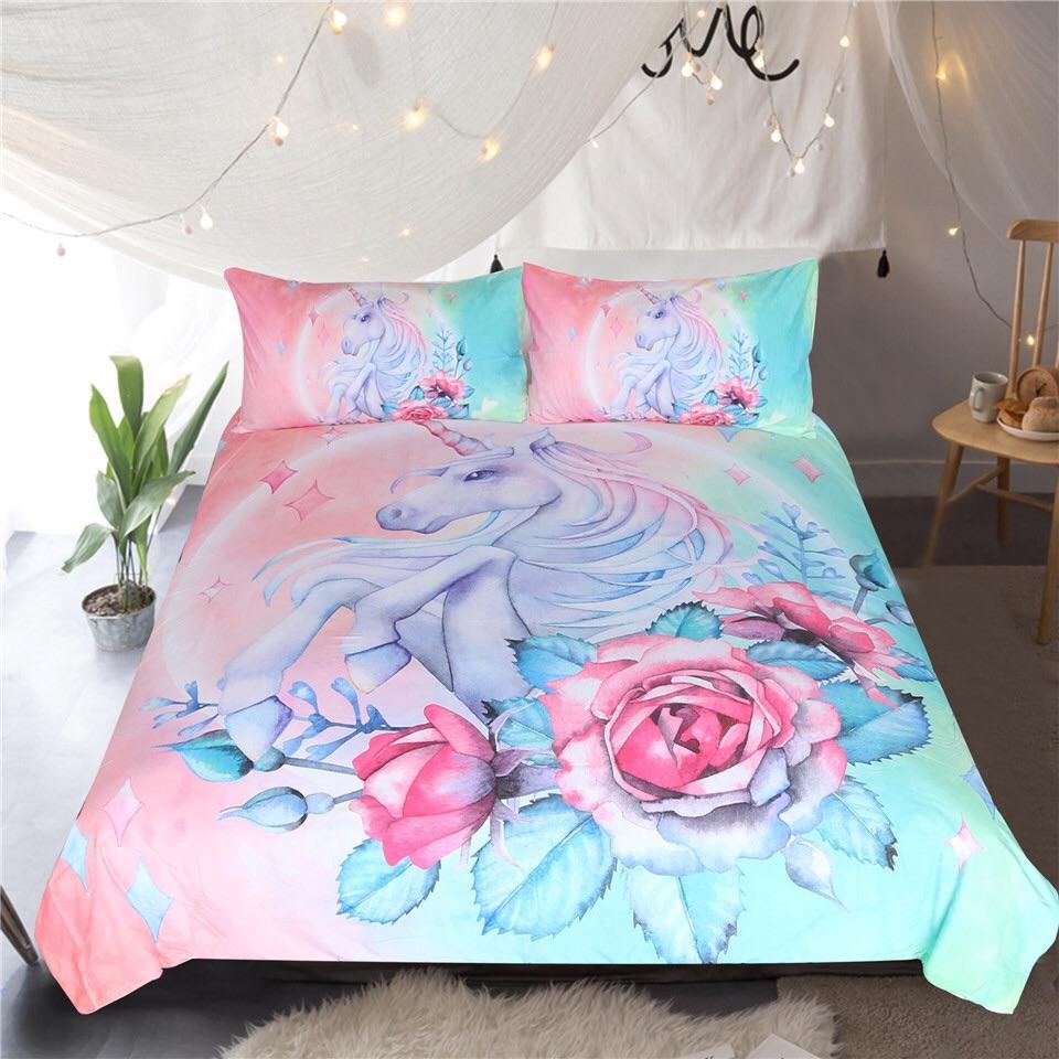 Pastel Unicorn 3D Customized Duvet Cover Bedding Set