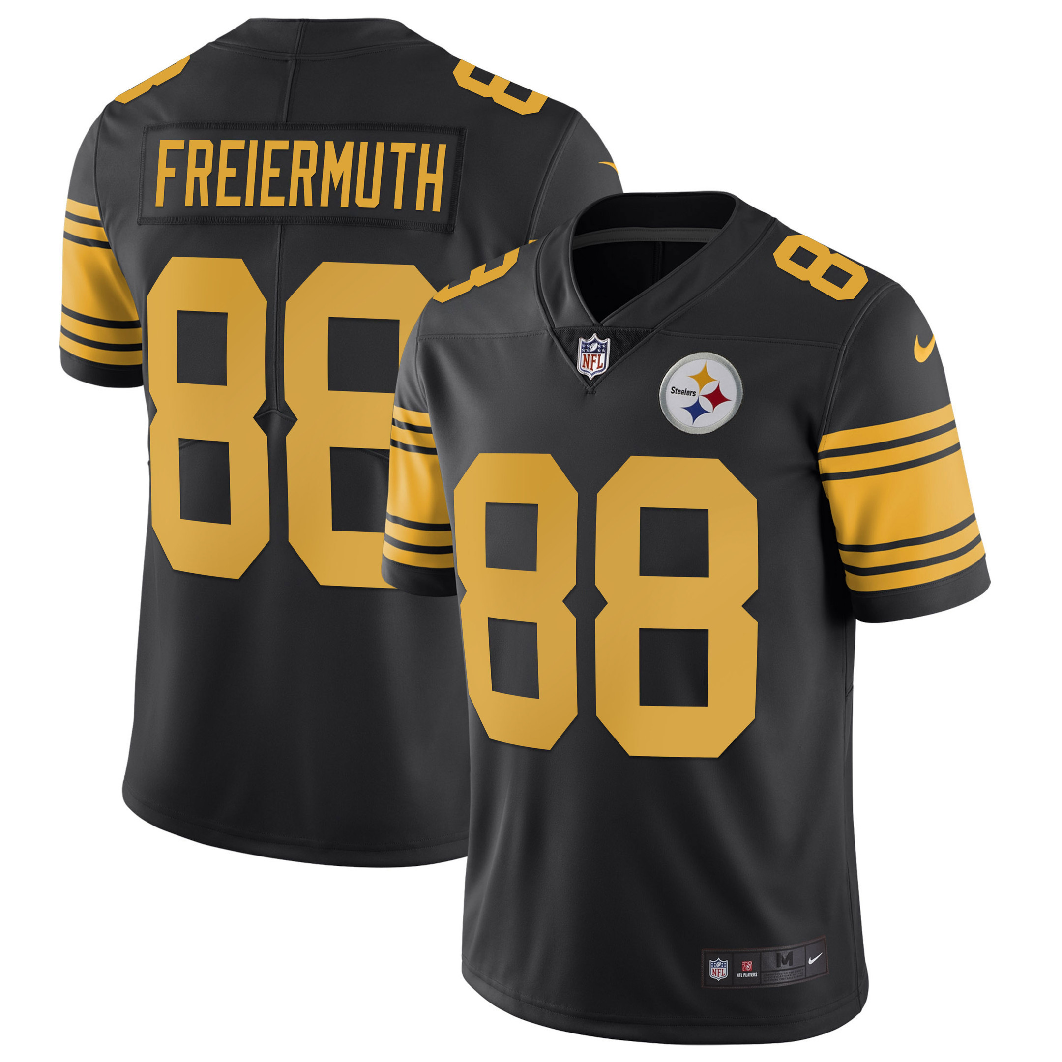Pat Freiermuth Men's Pittsburgh Steelers Gold & Split Color Rush Jersey - All Stitched