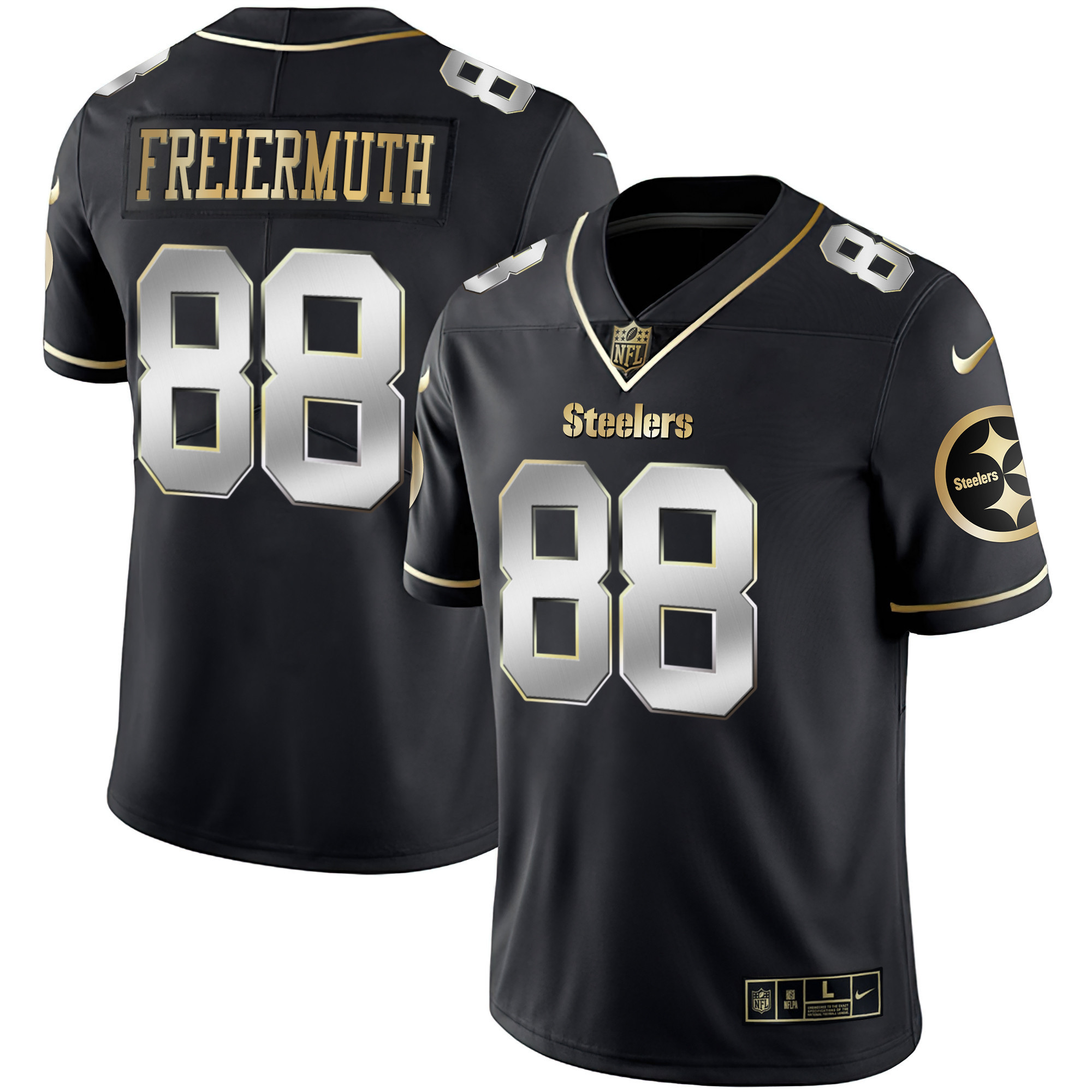 Pat Freiermuth Youth's Pittsburgh Steelers Gold & Split Black Limited Jersey - All Stitched