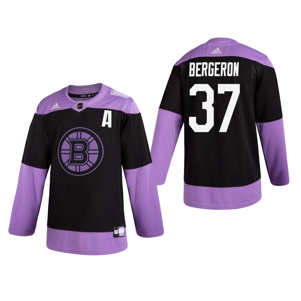 Patrice Bergeron #37 Boston Bruins 2019 Fights Cancer Black Practice Jersey