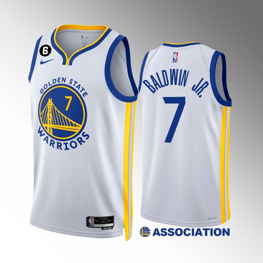 Patrick Baldwin Jr. 2022-23 Golden State Warriors White #7 Association Edition Jersey NO.6 Patch