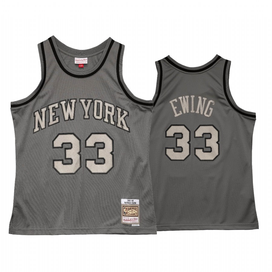 Patrick Ewing #33 New York Knicks Metal Works Jersey Charcoal
