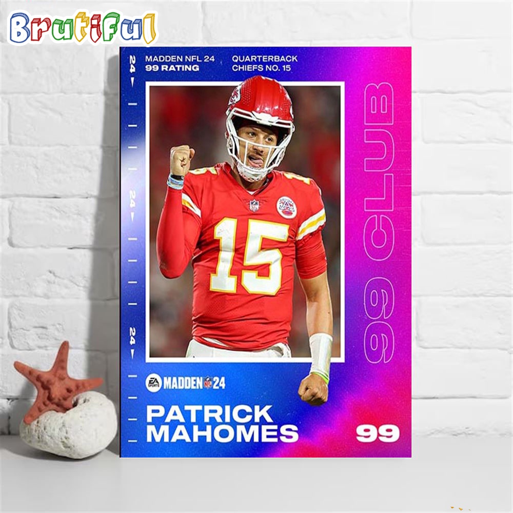 Patrick Mahomes Is Back In The 99 Club At Madden NFL 24 Poster Canvas