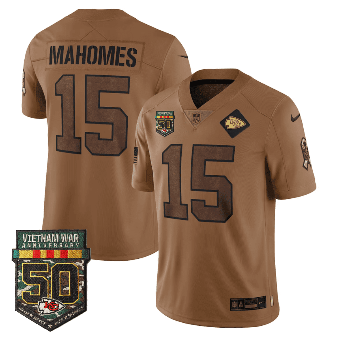 Patrick Mahomes Kansas City Chiefs 2023 Salute To Service Limited - 50th Vietnam War Anniversary Patch Jersey - All Stitched 