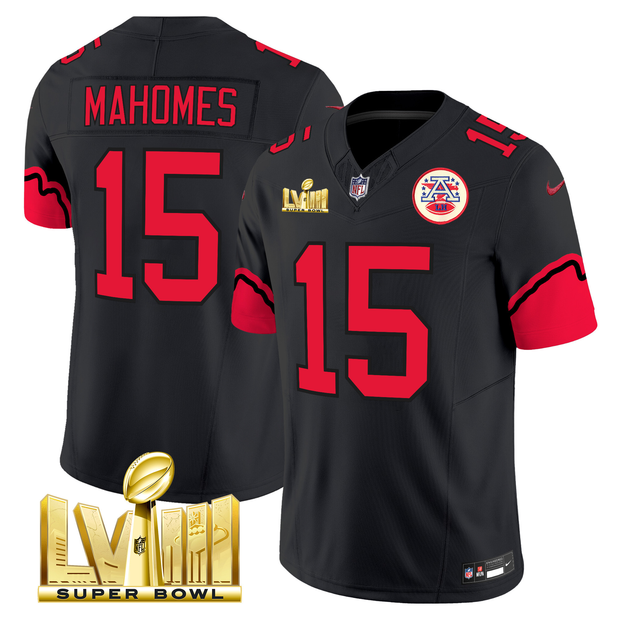 Patrick Mahomes Kansas City Chiefs Super Bowl LVIII Vapor Limited Black Jersey - All Stitched 