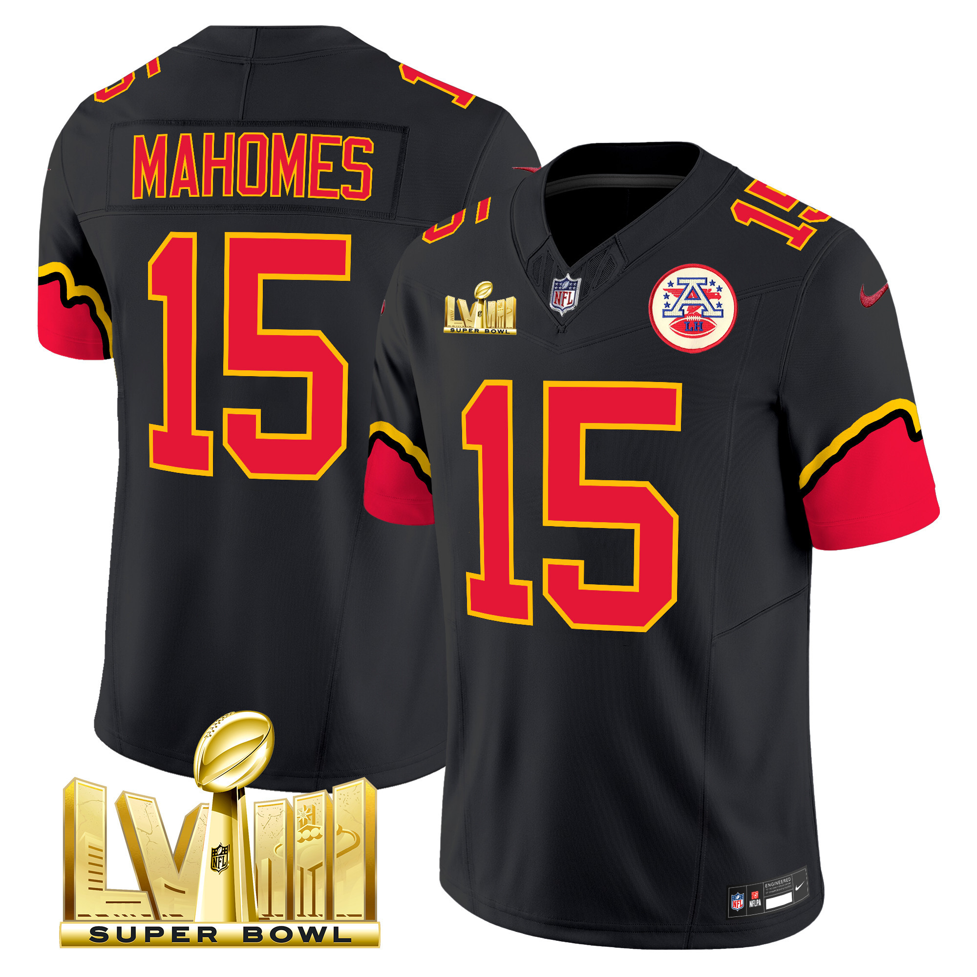 Patrick Mahomes Kansas City Chiefs Super Bowl LVIII Vapor Limited Black Special Jersey - All Stitched 