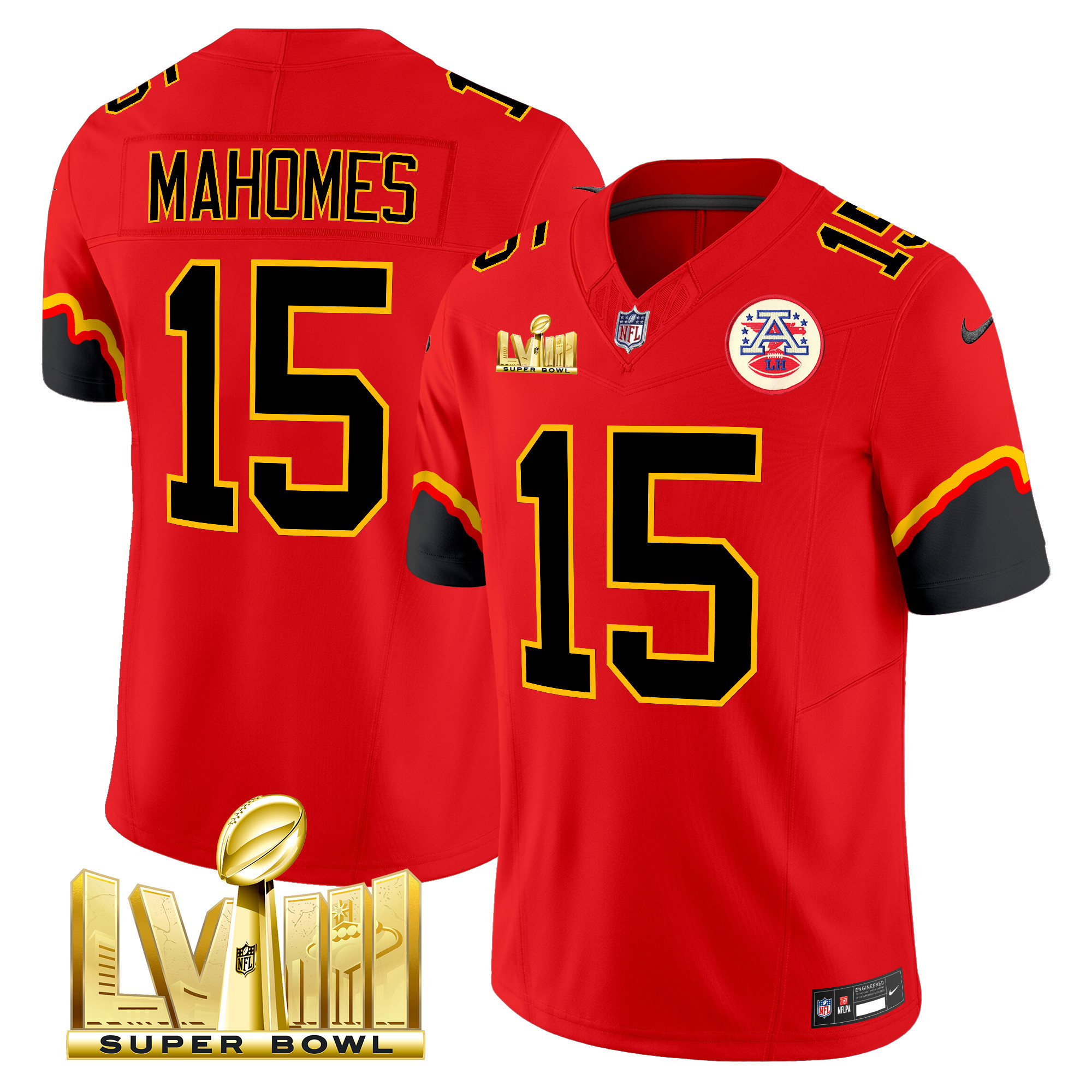 Patrick Mahomes Kansas City Chiefs Super Bowl LVIII Vapor Limited Red Jersey - All Stitched 