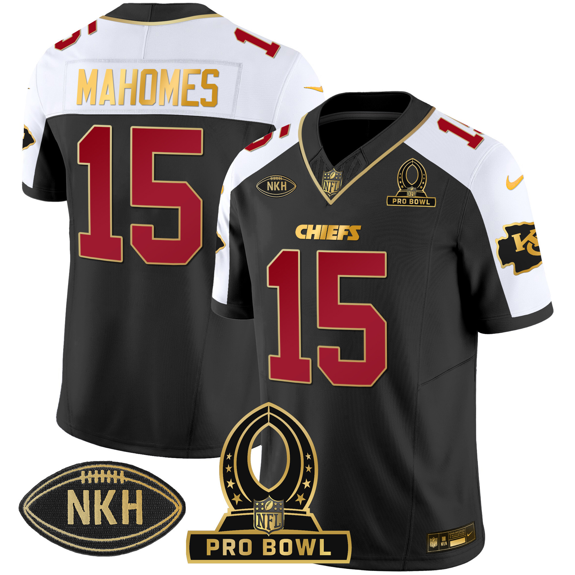 Patrick Mahomes Men's Kansas City Chiefs 2024 Pro Bowl Patch Vapor Black Alternate Jersey - All Stitched 