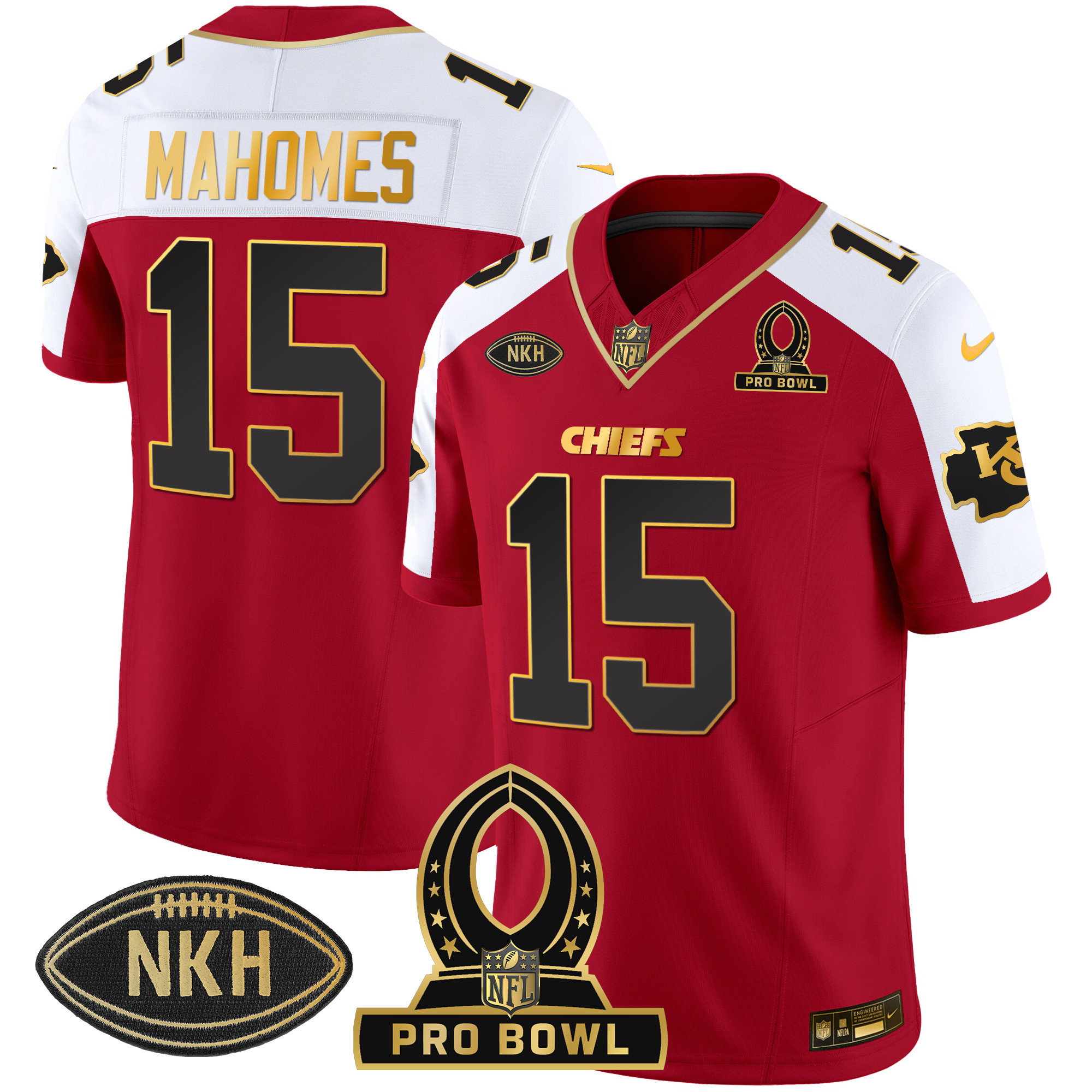 Patrick Mahomes Men's Kansas City Chiefs 2024 Pro Bowl Patch Vapor Red Alternate Jersey - All Stitched 