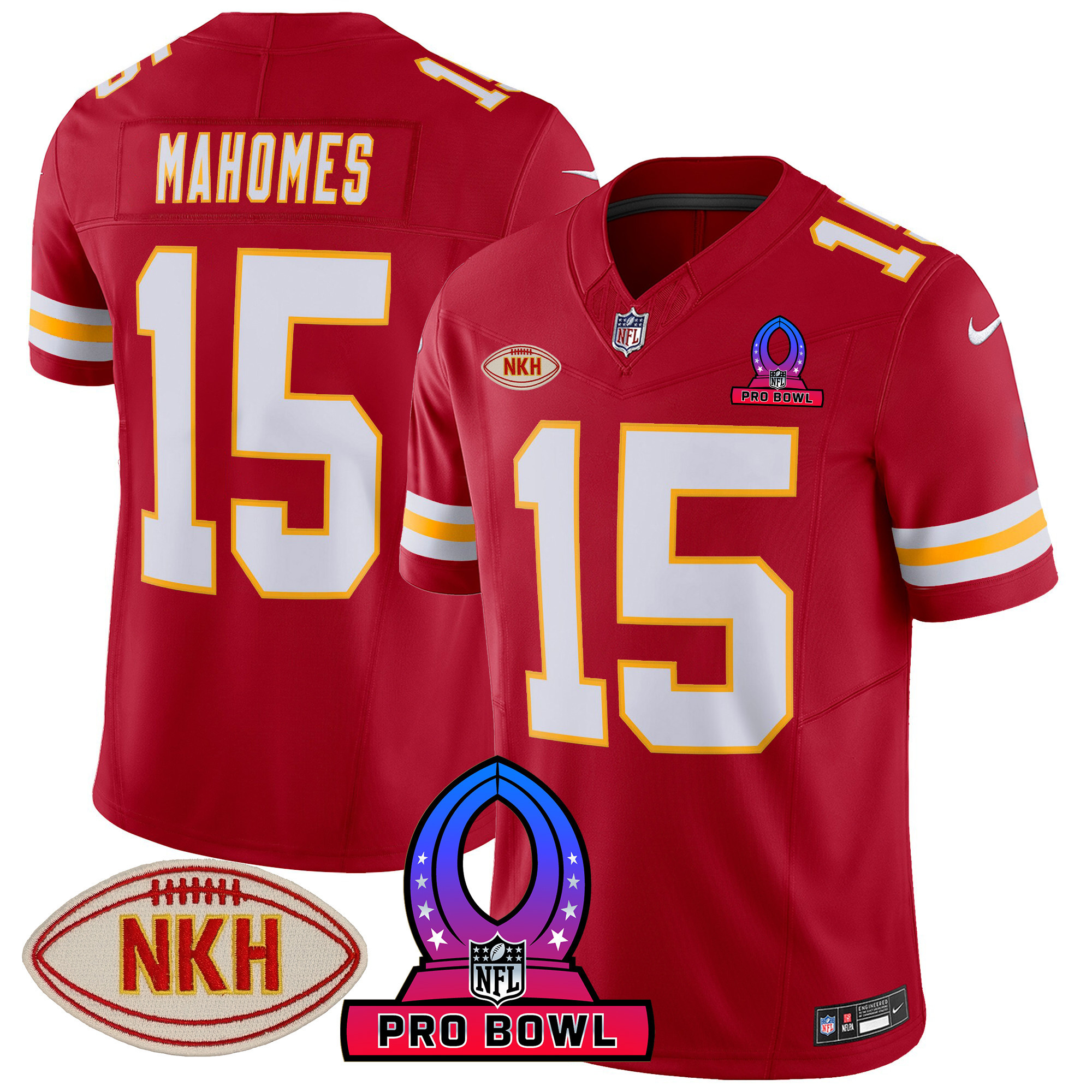 Patrick Mahomes Men's Kansas City Chiefs 2024 Pro Bowl Patch Vapor Red Jersey - All Stitched 