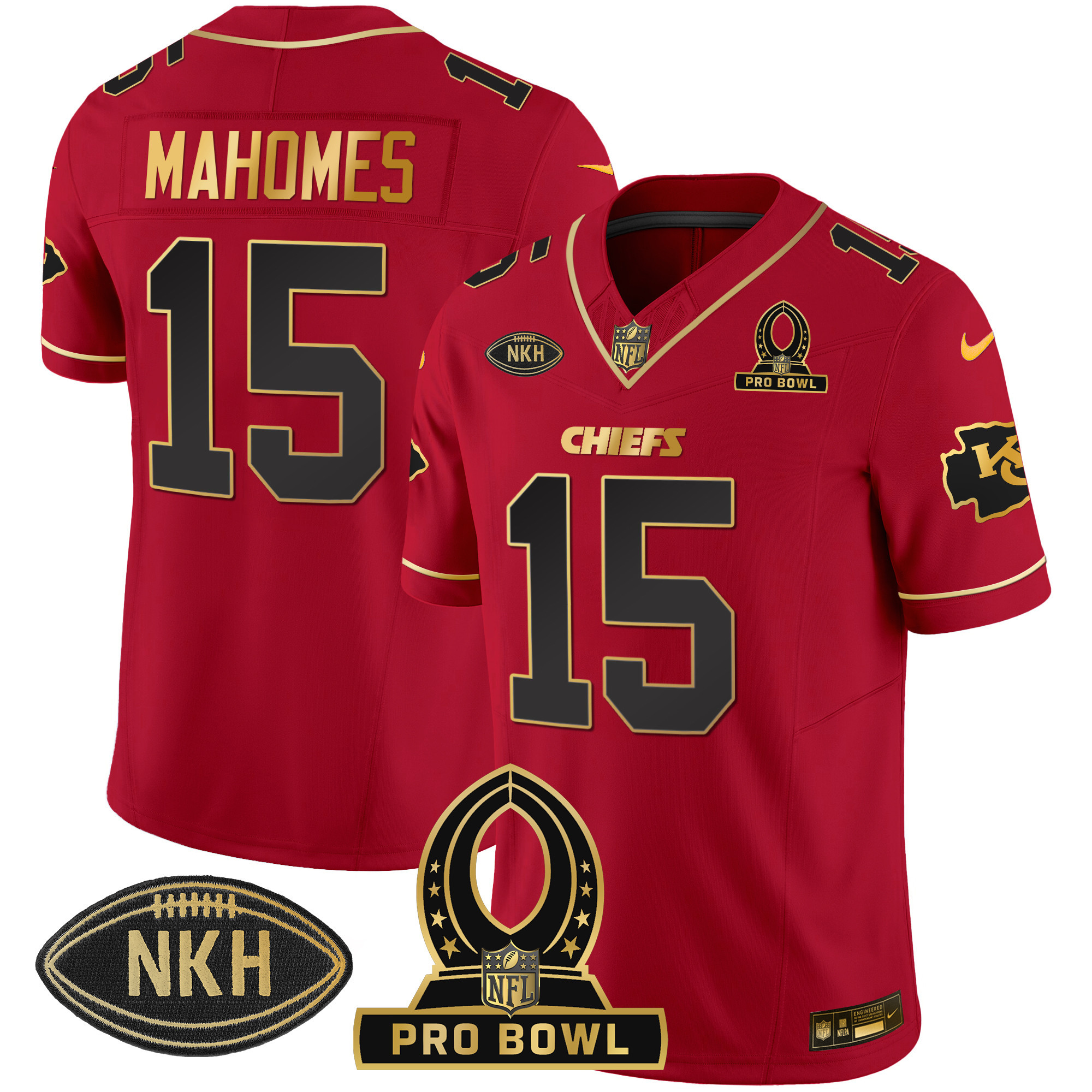 Patrick Mahomes Men's Kansas City Chiefs 2024 Pro Bowl Patch Vapor Red Special Jersey - All Stitched 