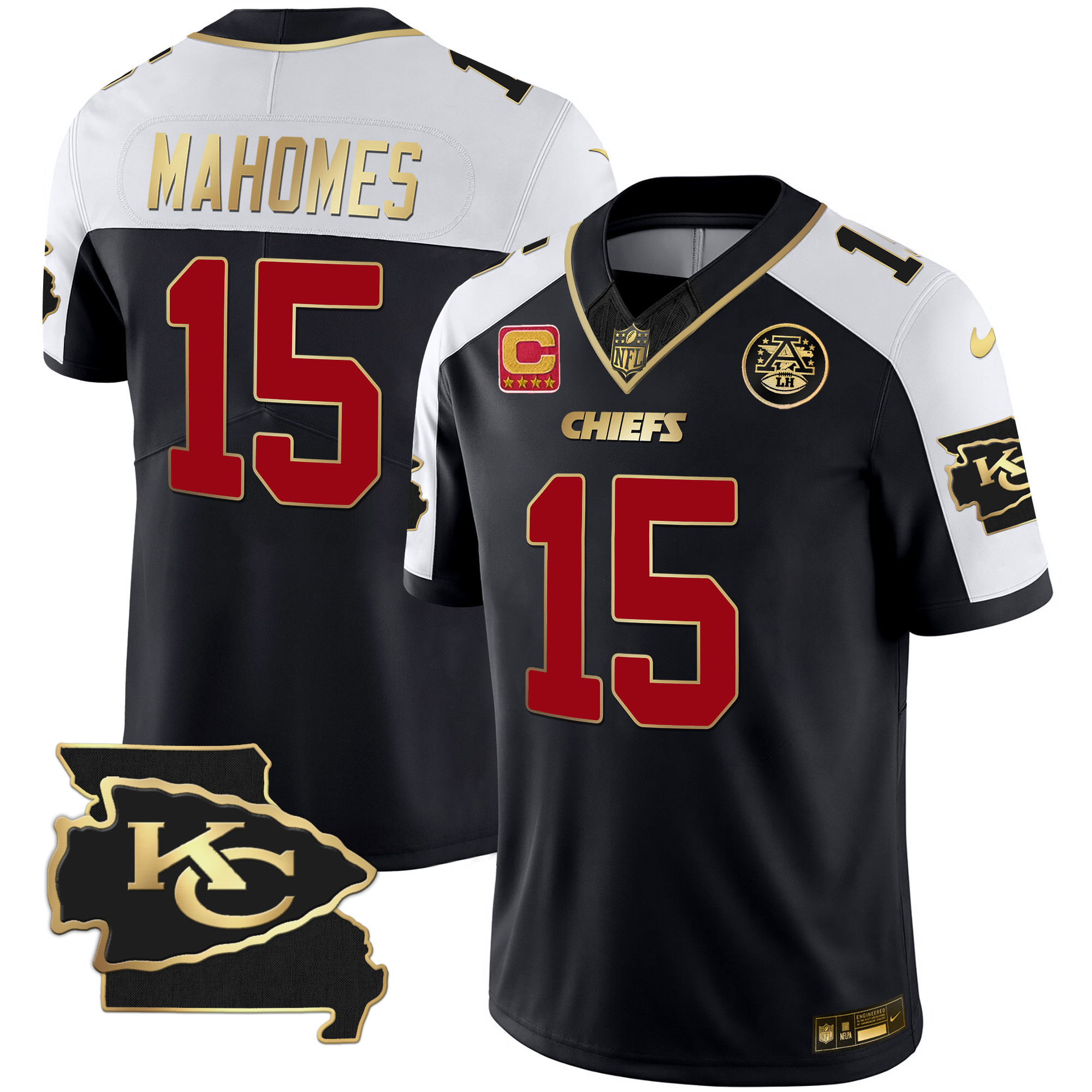 Patrick Mahomes Men's Kansas City Chiefs Missouri Patch Vapor Limited Black Alternate Jersey - All Stitched 