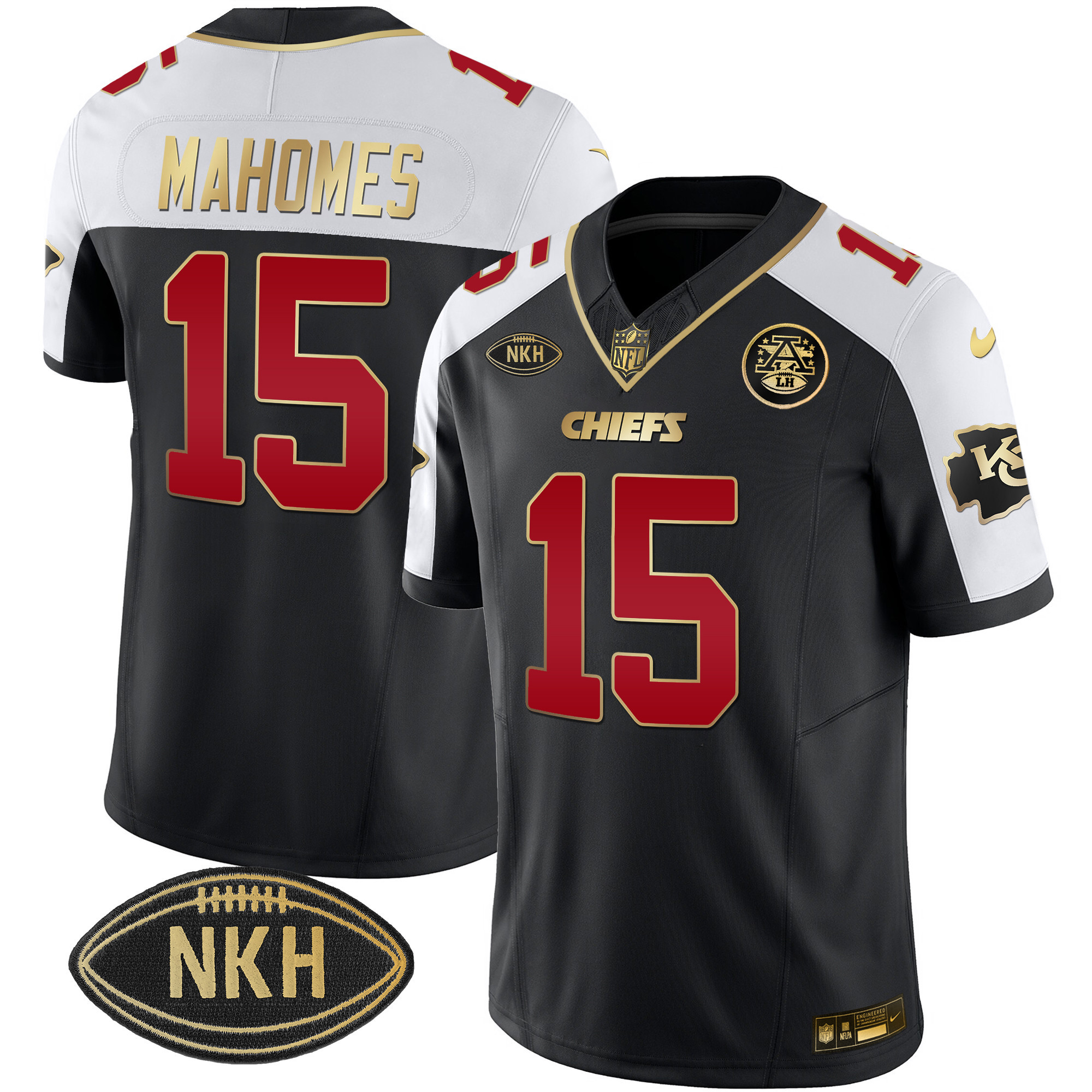 Patrick Mahomes Men's Kansas City Chiefs NKH Patch 2023 Vapor Limited Black Alternate Jersey - All Stitched 