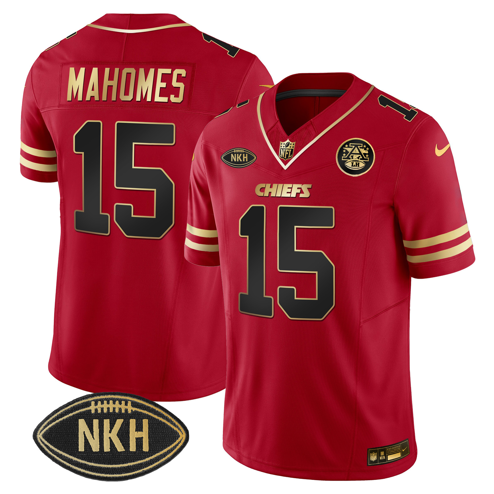 Patrick Mahomes Men's Kansas City Chiefs NKH Patch 2023 Vapor Limited Black Red Jersey - All Stitched 