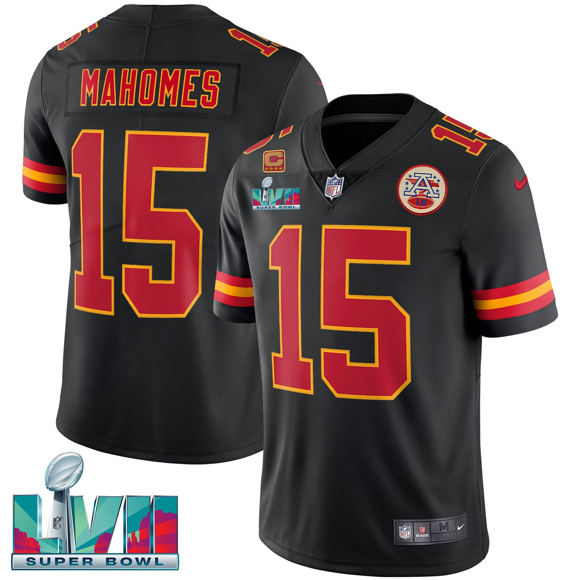 Patrick Mahomes Men's Kansas City Chiefs Super Bowl LVII Vapor Player Black Jersey - All Stitched 