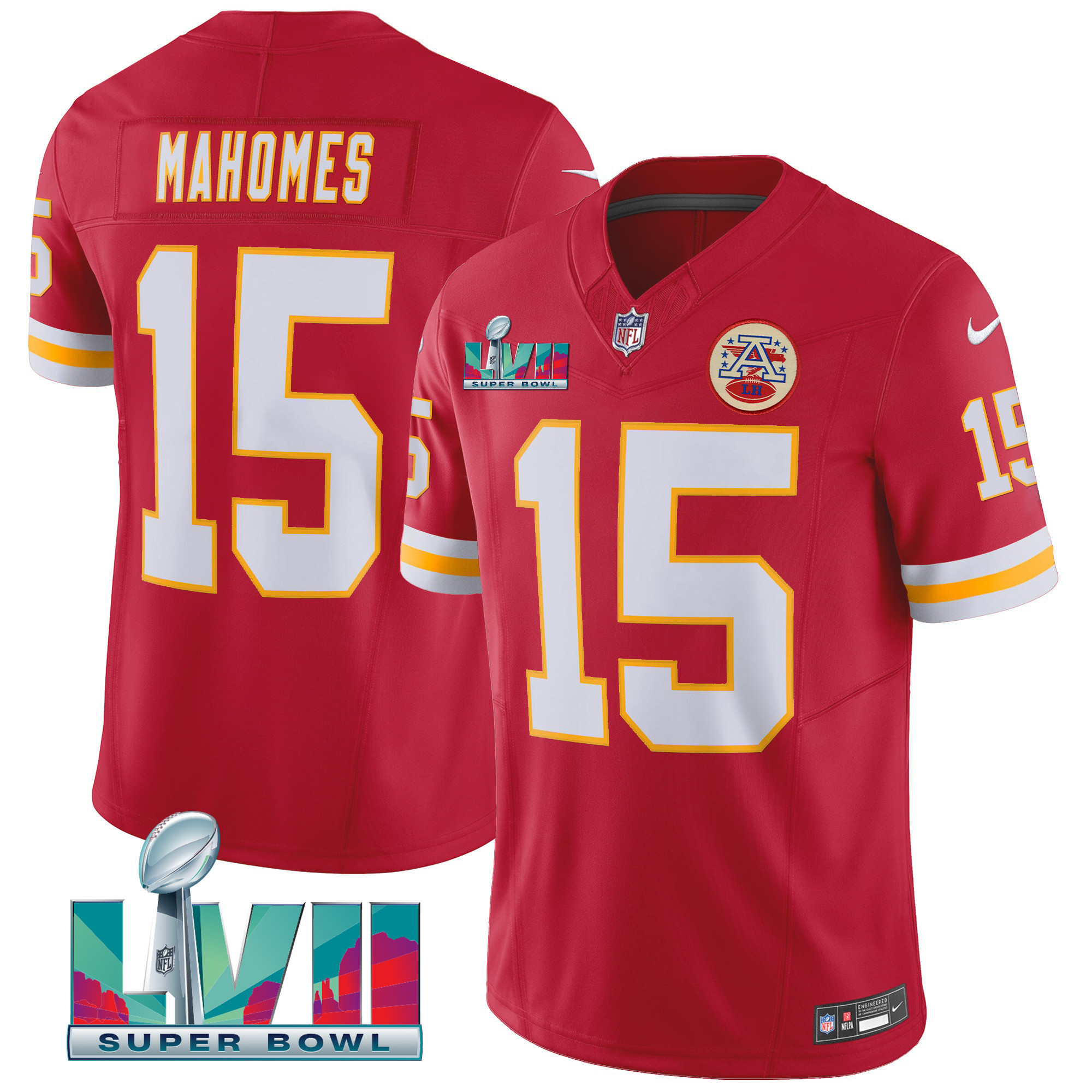 Patrick Mahomes Men's Kansas City Chiefs Throwback Limited Vapor Red Jersey - All Stitched 