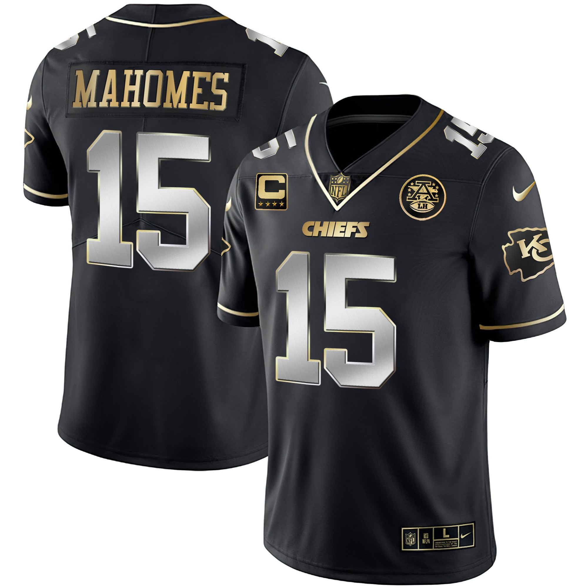 Patrick Mahomes Men's Kansas City Chiefs White Gold & Black Gold Black Limited Jersey - All Stitched 