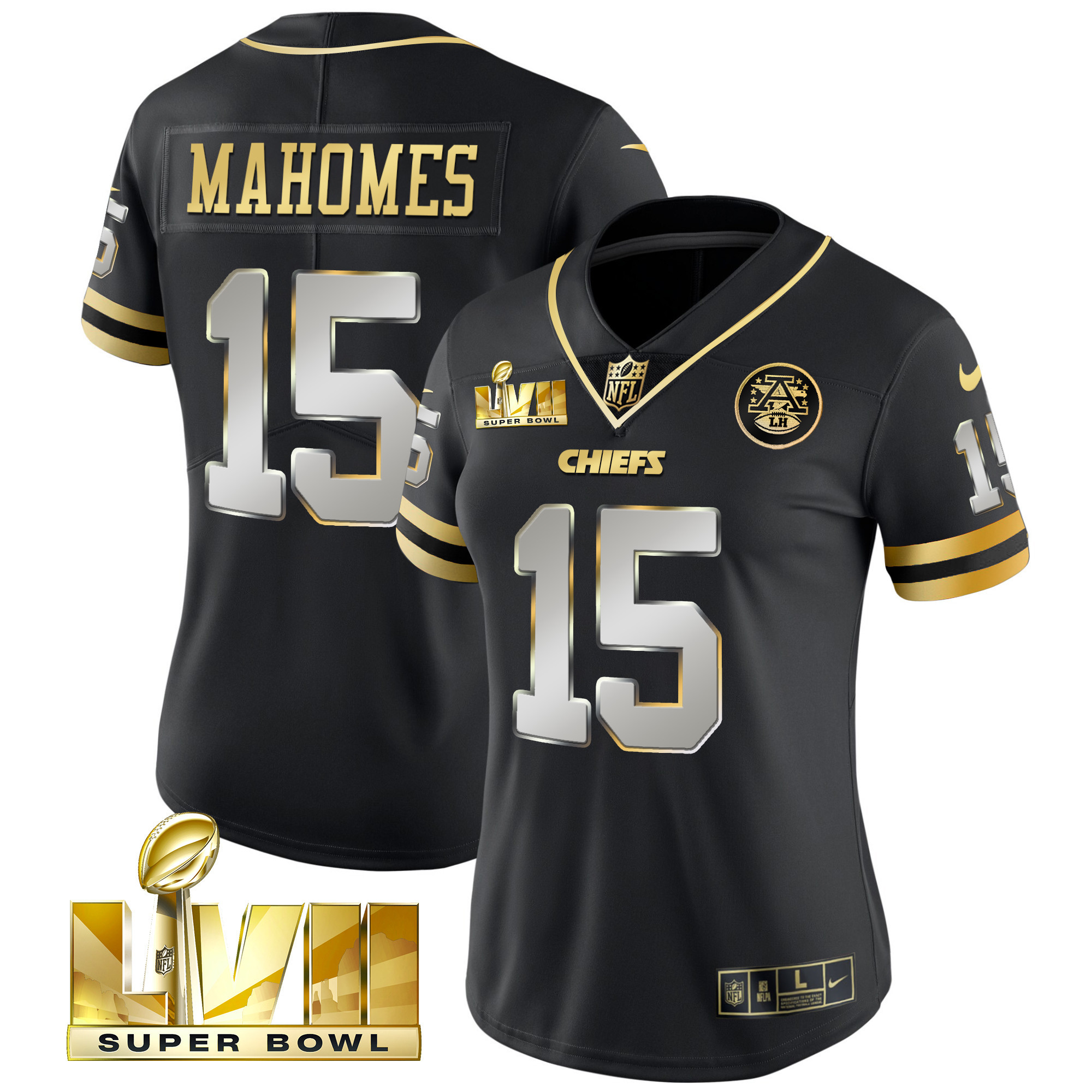 Patrick Mahomes Women's Kansas City Chiefs Throwback Limited Vapor Black Limited Jersey - All Stitched 