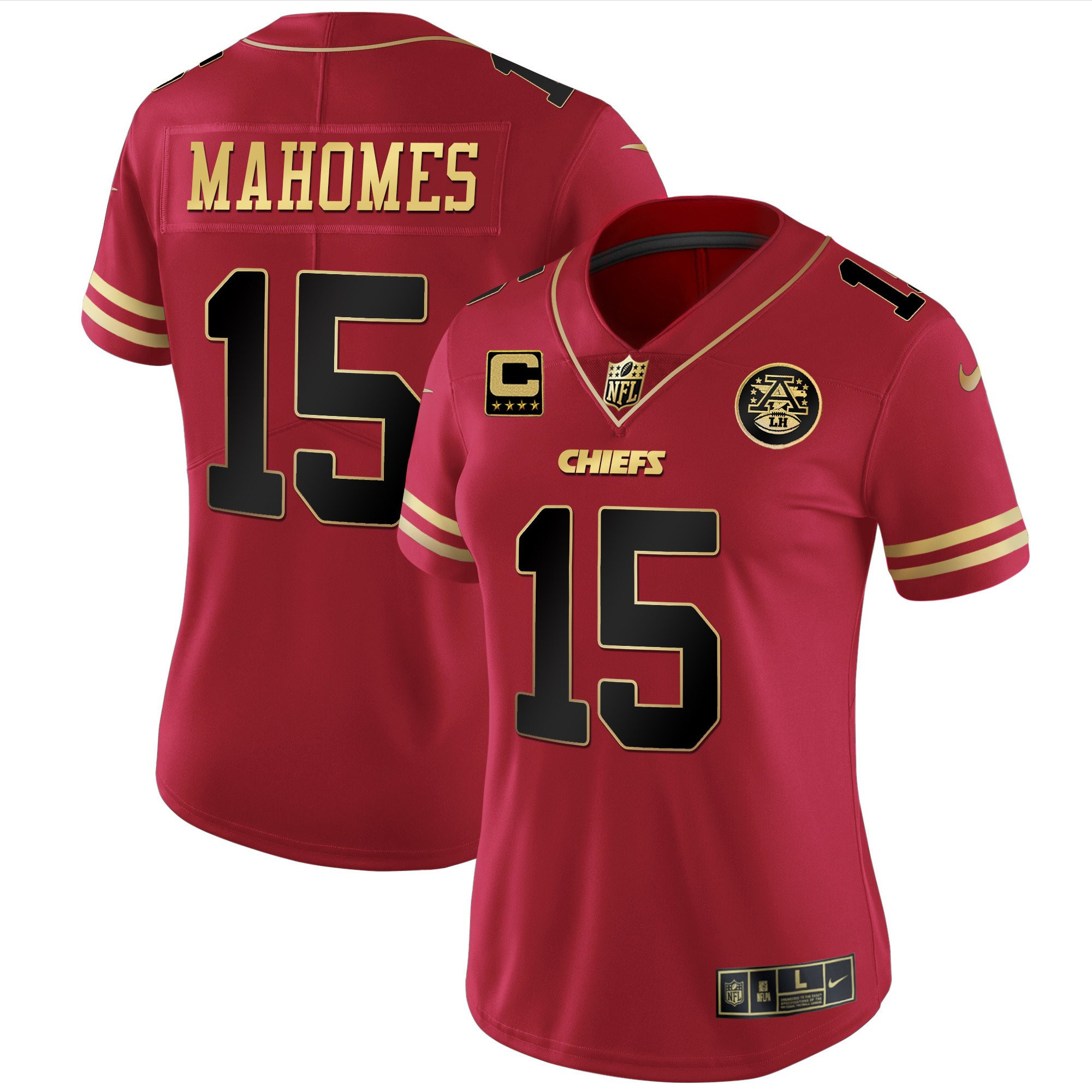 Patrick Mahomes Women's Kansas City Chiefs White Gold & Black Gold Black Red Jersey - All Stitched 