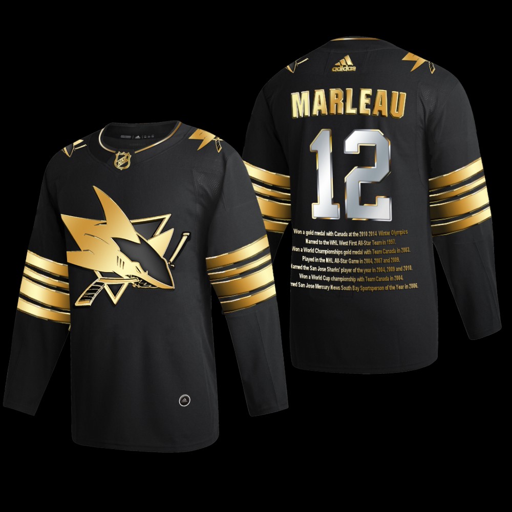 Patrick Marleau #12 San Jose Sharks Career Awards Black Golden Commemorative Jersey