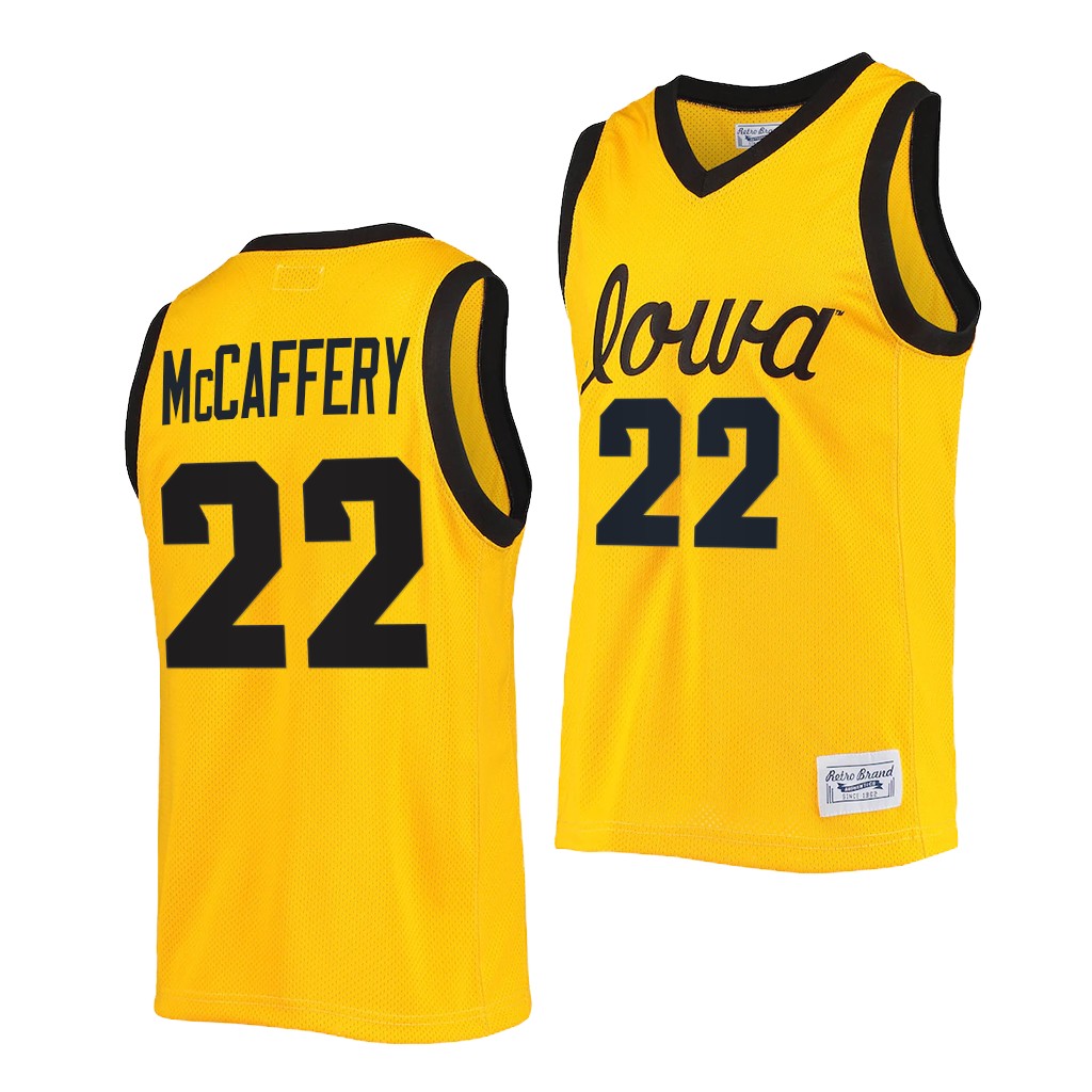 Patrick McCaffery #22 Iowa Hawkeyes Commemorative Classic Gold Jersey 2022 College