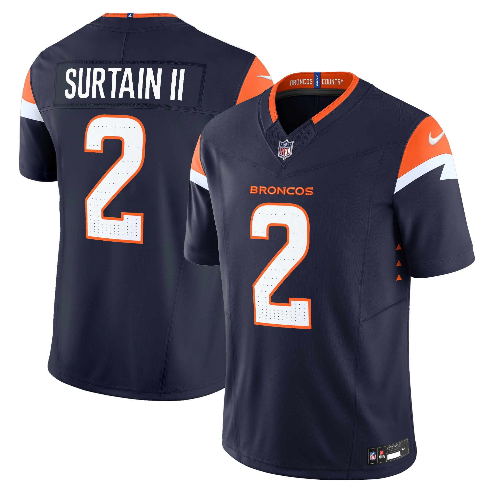 Patrick Surtain II Men's Denver Broncos 2024 Vapor Limited Navy Jersey - All Stitched 