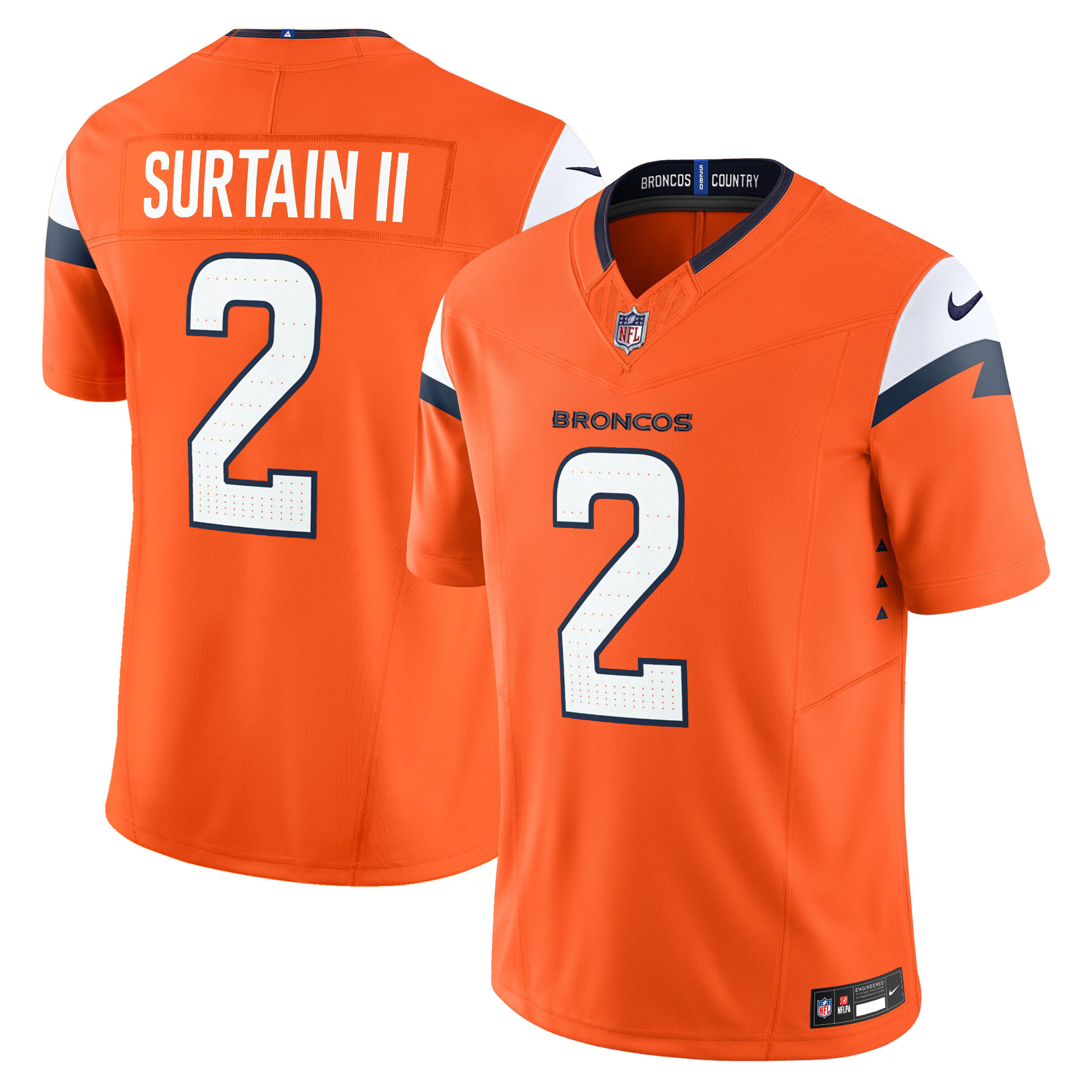 Patrick Surtain II Men's Denver Broncos 2024 Vapor Limited Orange Jersey - All Stitched 