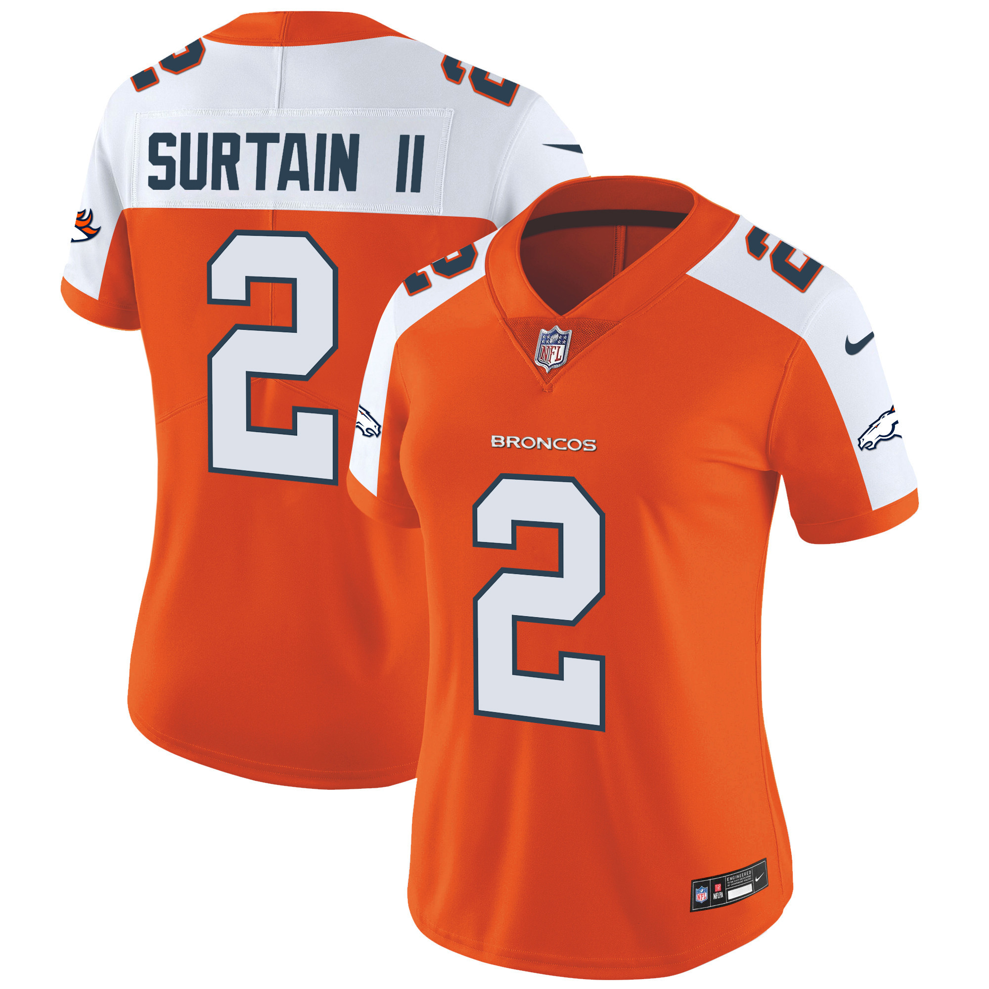 Patrick Surtain II Women's Denver Broncos Vapor Limited Orange Alternate Jersey - All Stitched 