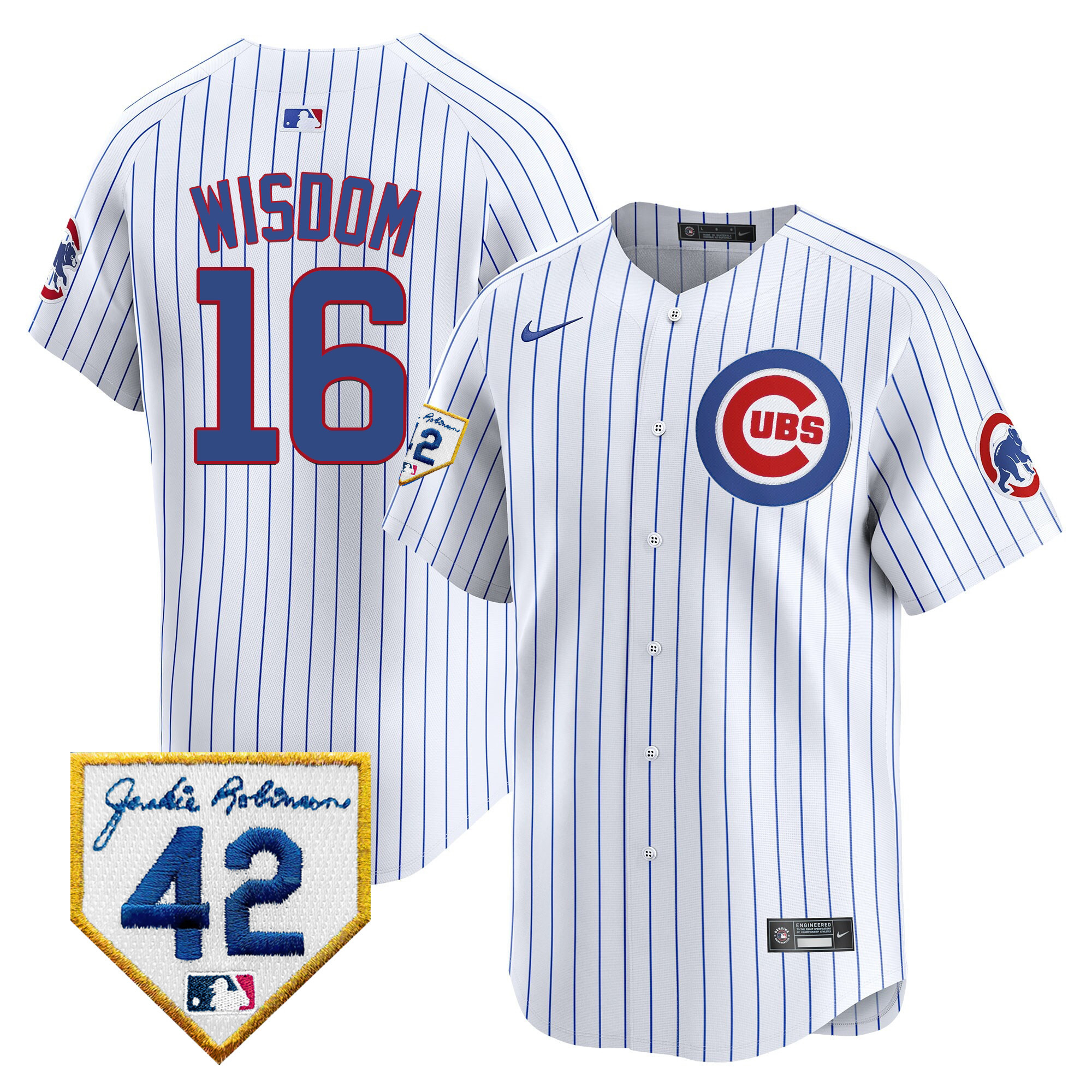Patrick Wisdom Men's Chicago Cubs 2024 Jackie Robinson Patch Vapor Premier Limited White Jersey - All Stitched