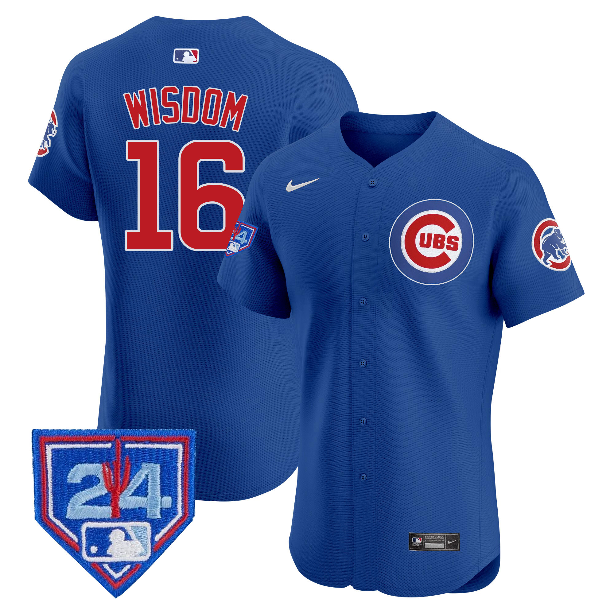 Patrick Wisdom Men's Chicago Cubs 2024 Spring Training Patch Vapor Premier Elite V2 Royal Jersey - All Stitched