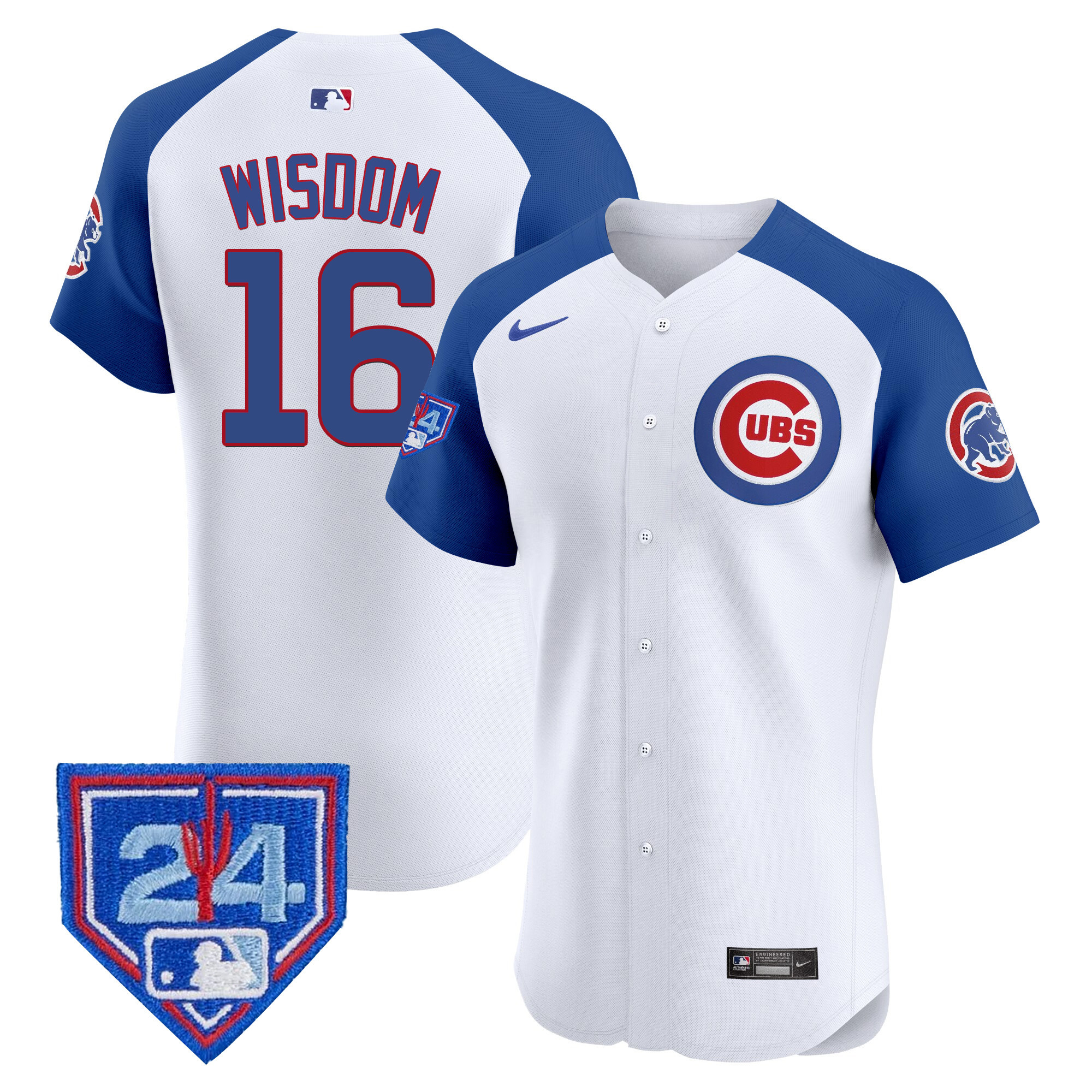 Patrick Wisdom Men's Chicago Cubs 2024 Spring Training Patch Vapor Premier Elite V2 White Alternate Jersey - All Stitched